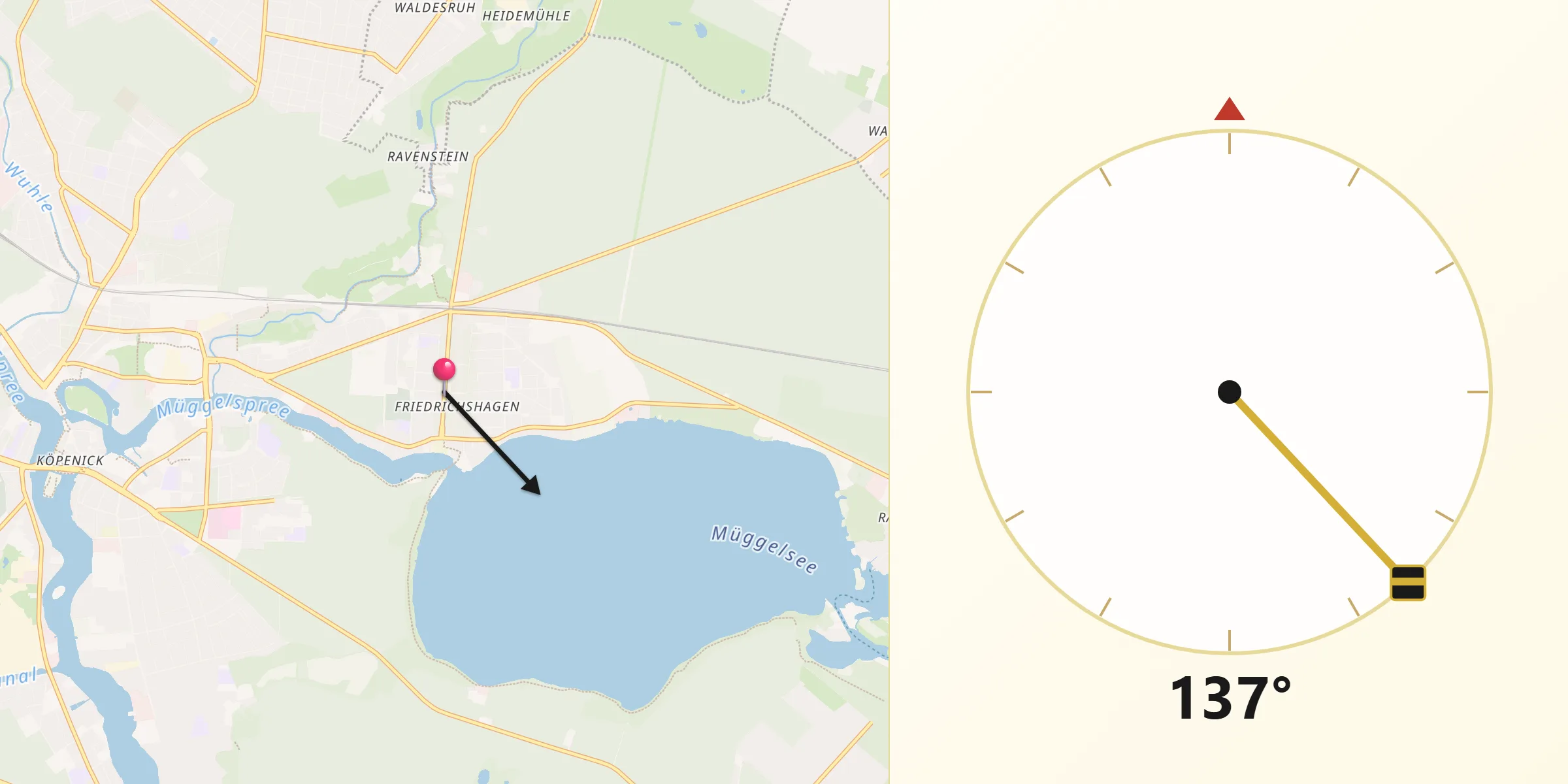 Qibla-Richtung von Friedrichshagen