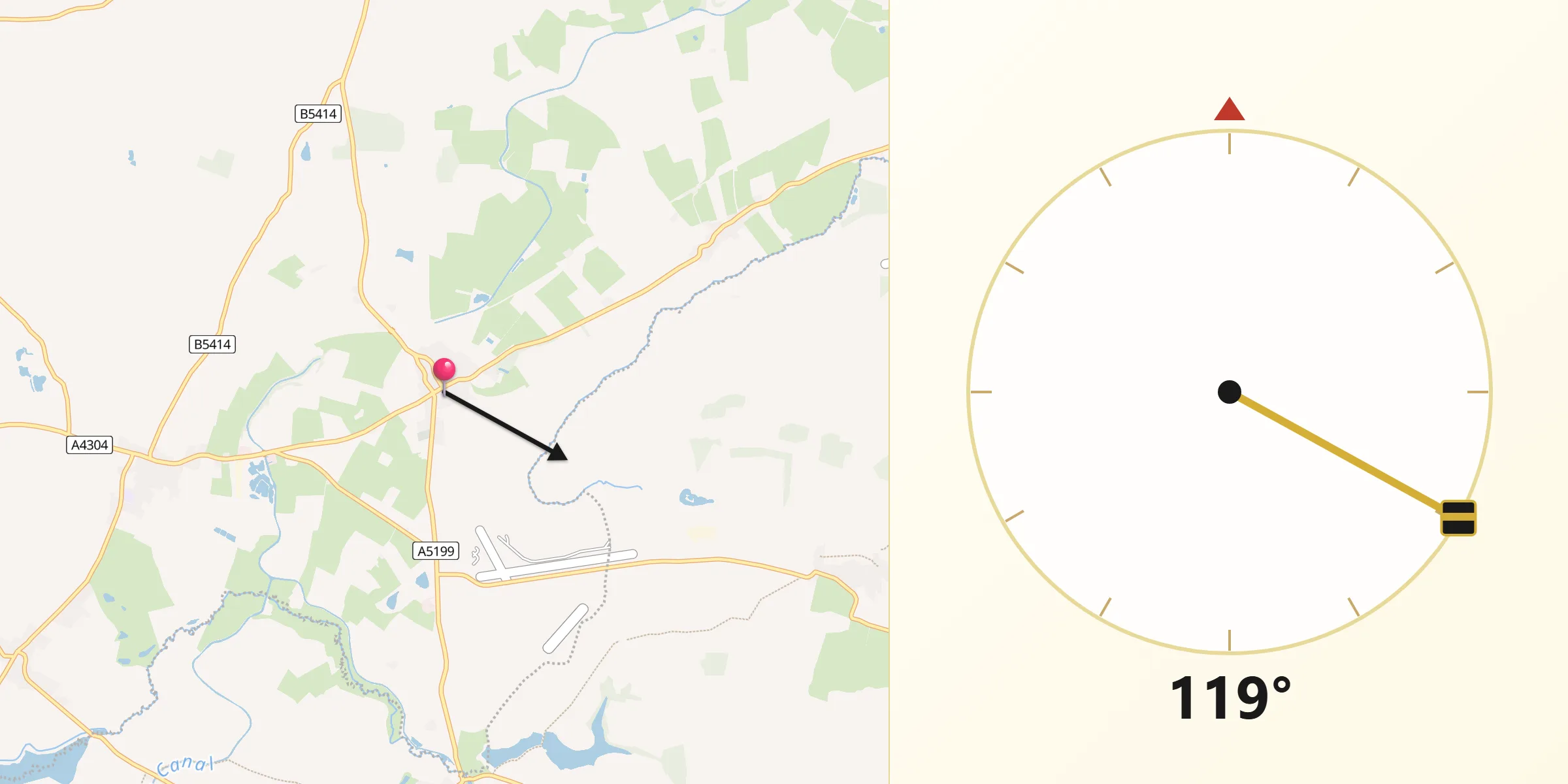 Qibla Direction from Husbands Bosworth