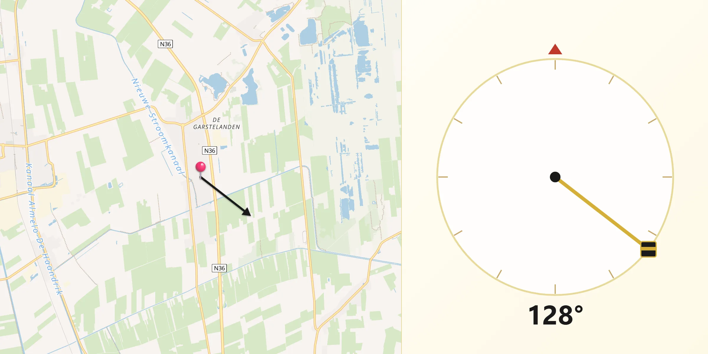 Qibla Richting vanaf Westerhaar-Vriezenveensewijk