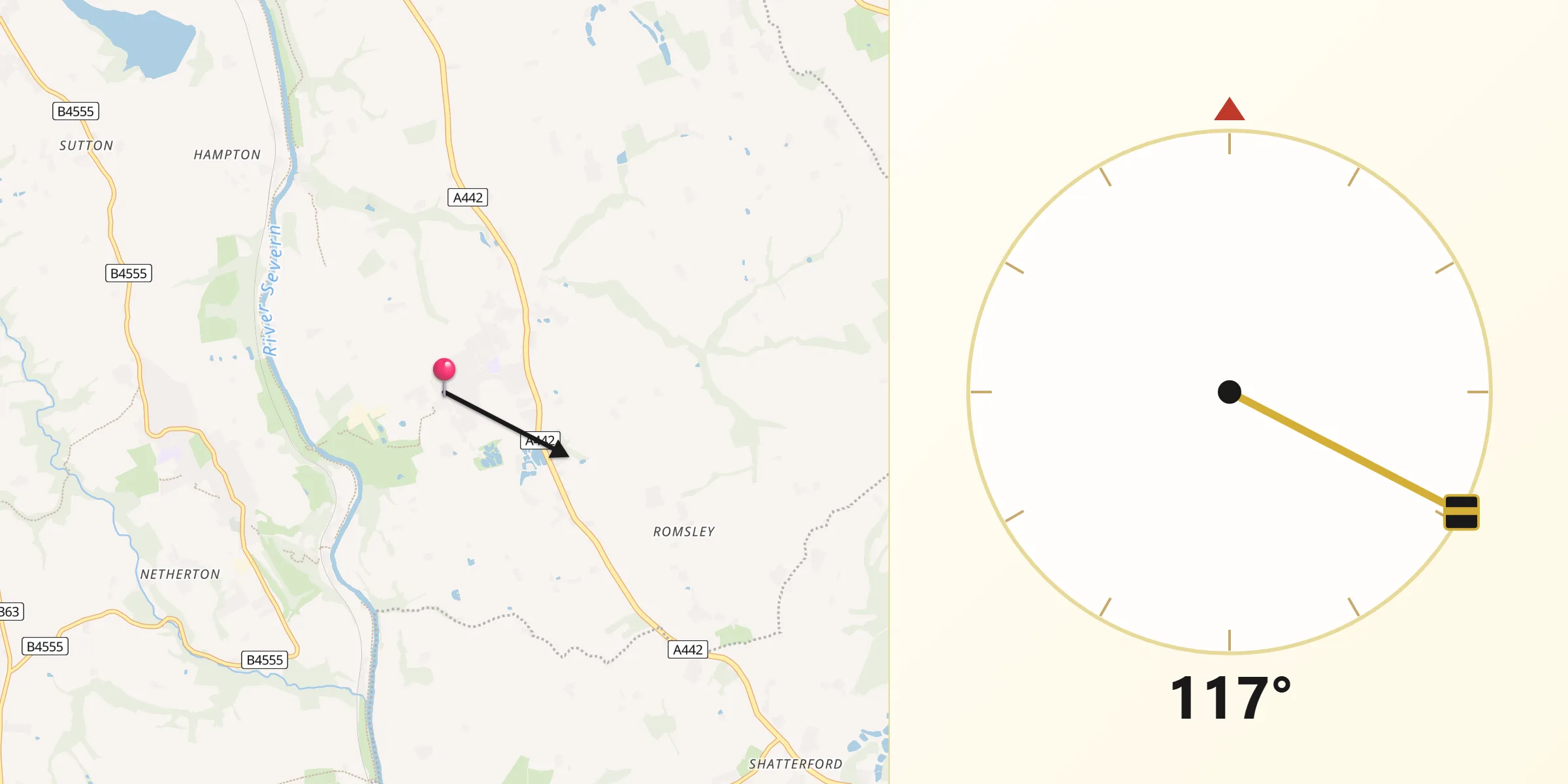 Qibla Direction from Alveley