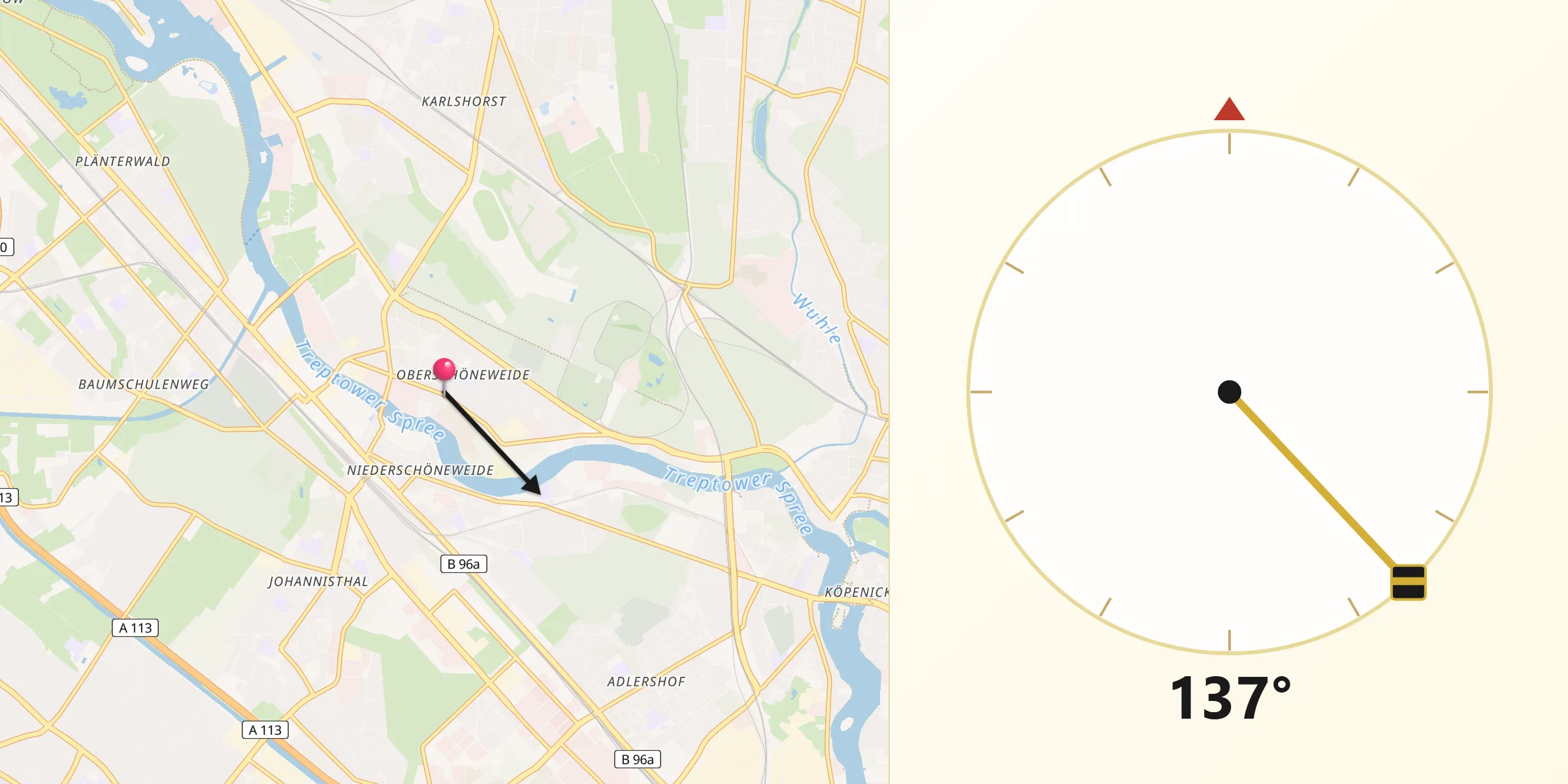 Qibla-Richtung von Oberschöneweide