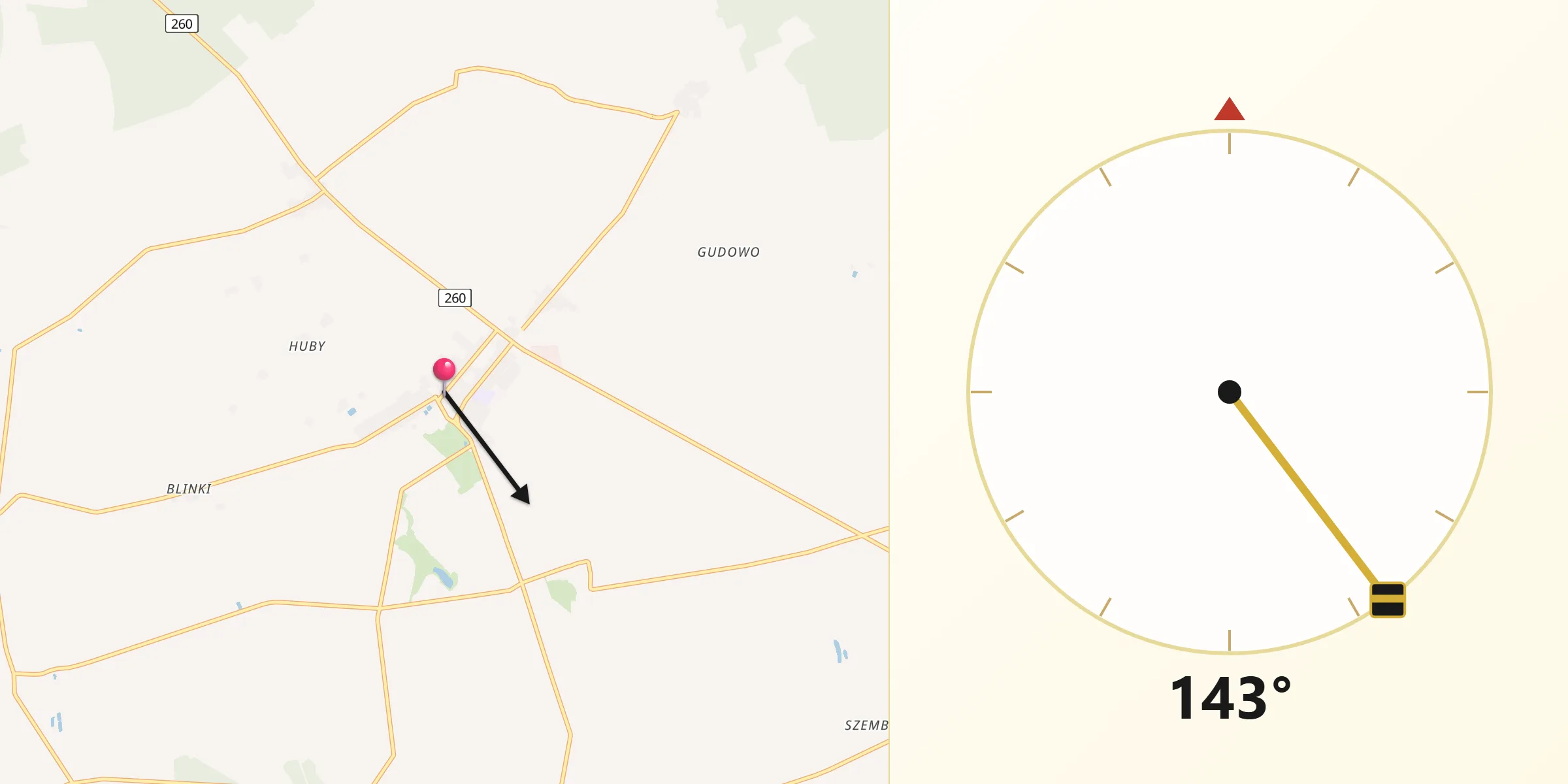Kierunek Qibla z Niechanowo