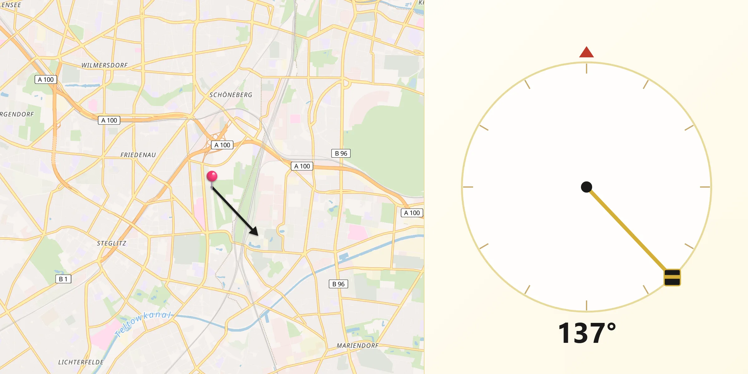 Qibla-Richtung von Schöneberg