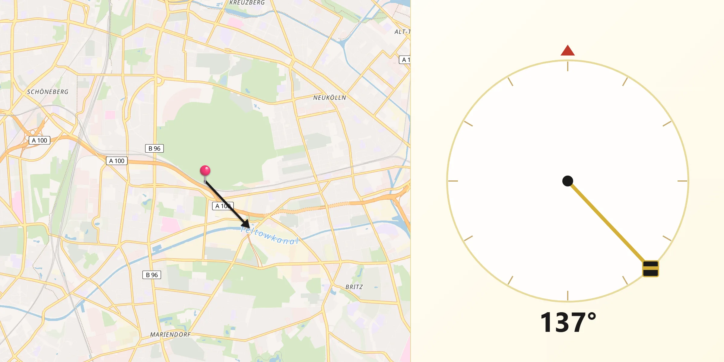 Qibla-Richtung von Tempelhof
