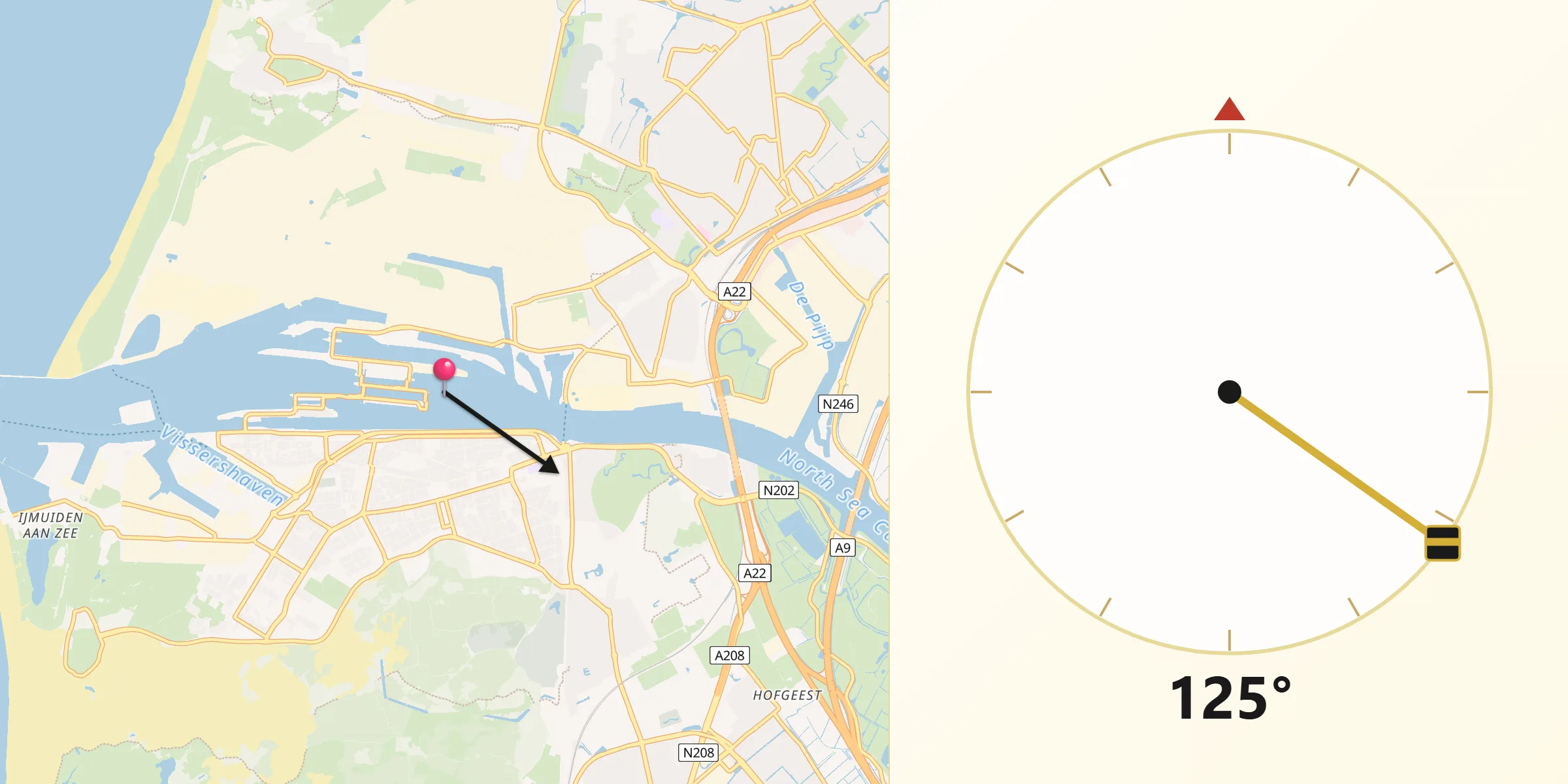 Qibla Richting vanaf Velsen