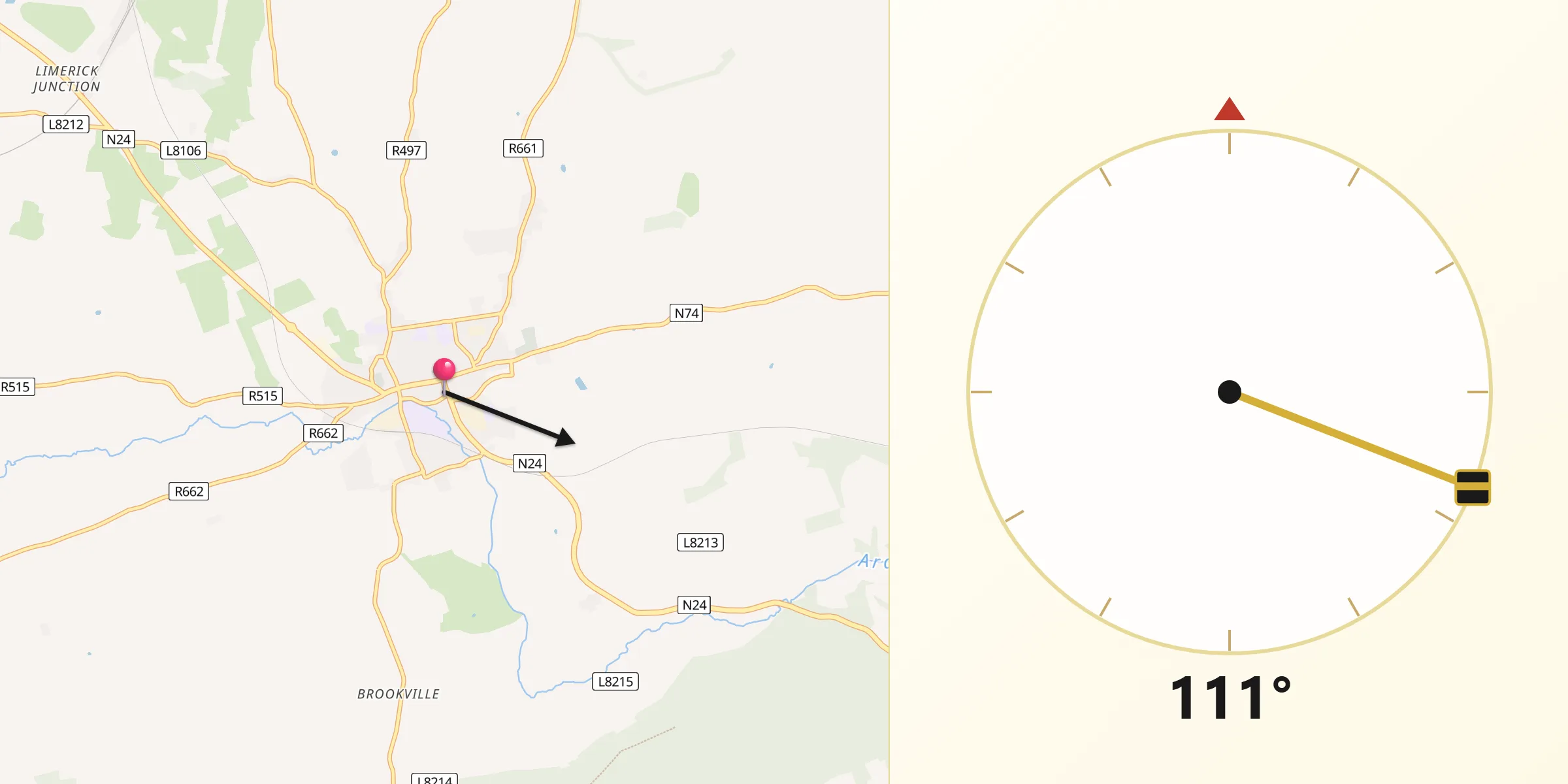 Qibla Direction from Tipperary
