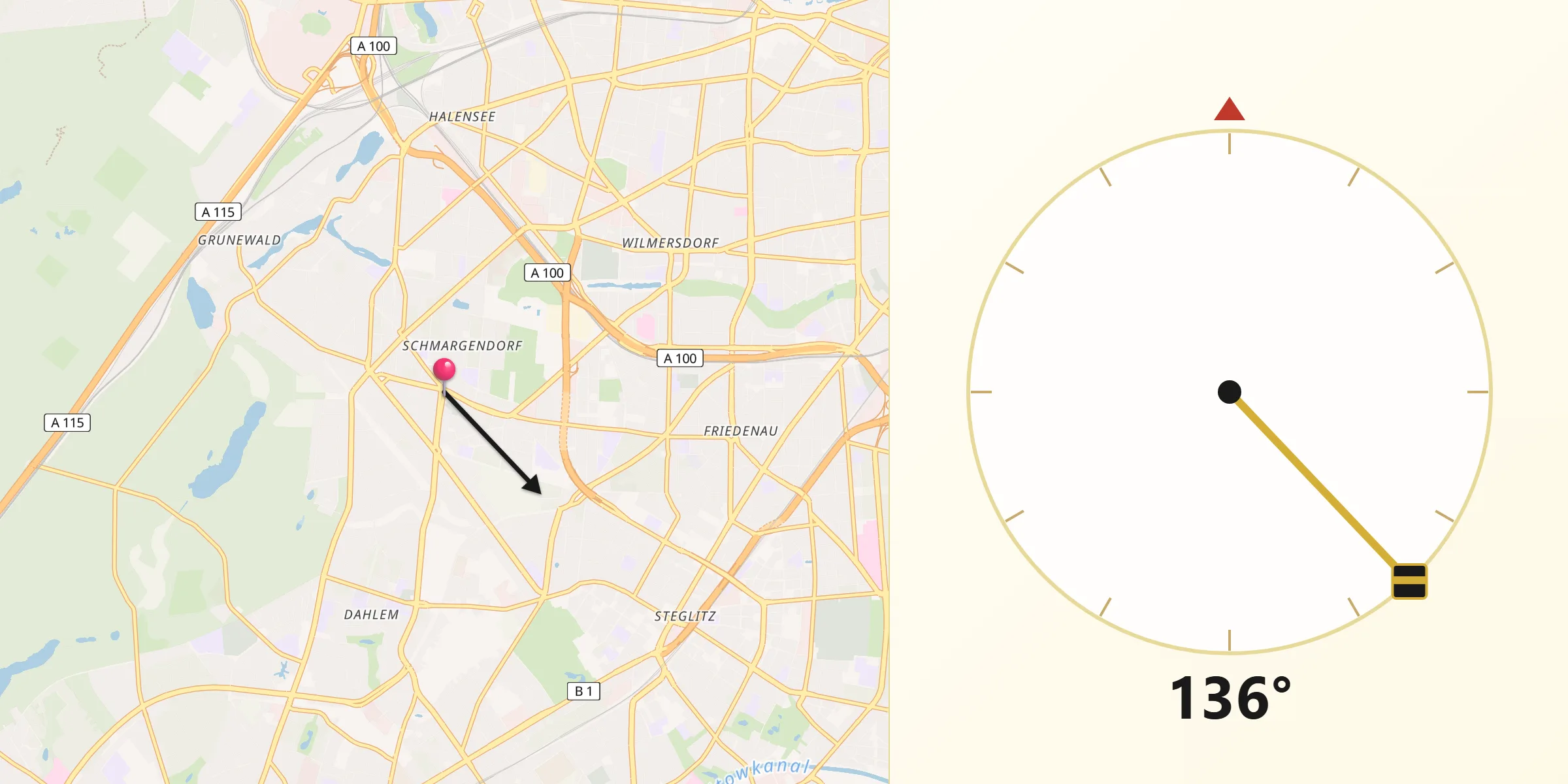Qibla-Richtung von Berlin-Schmargendorf