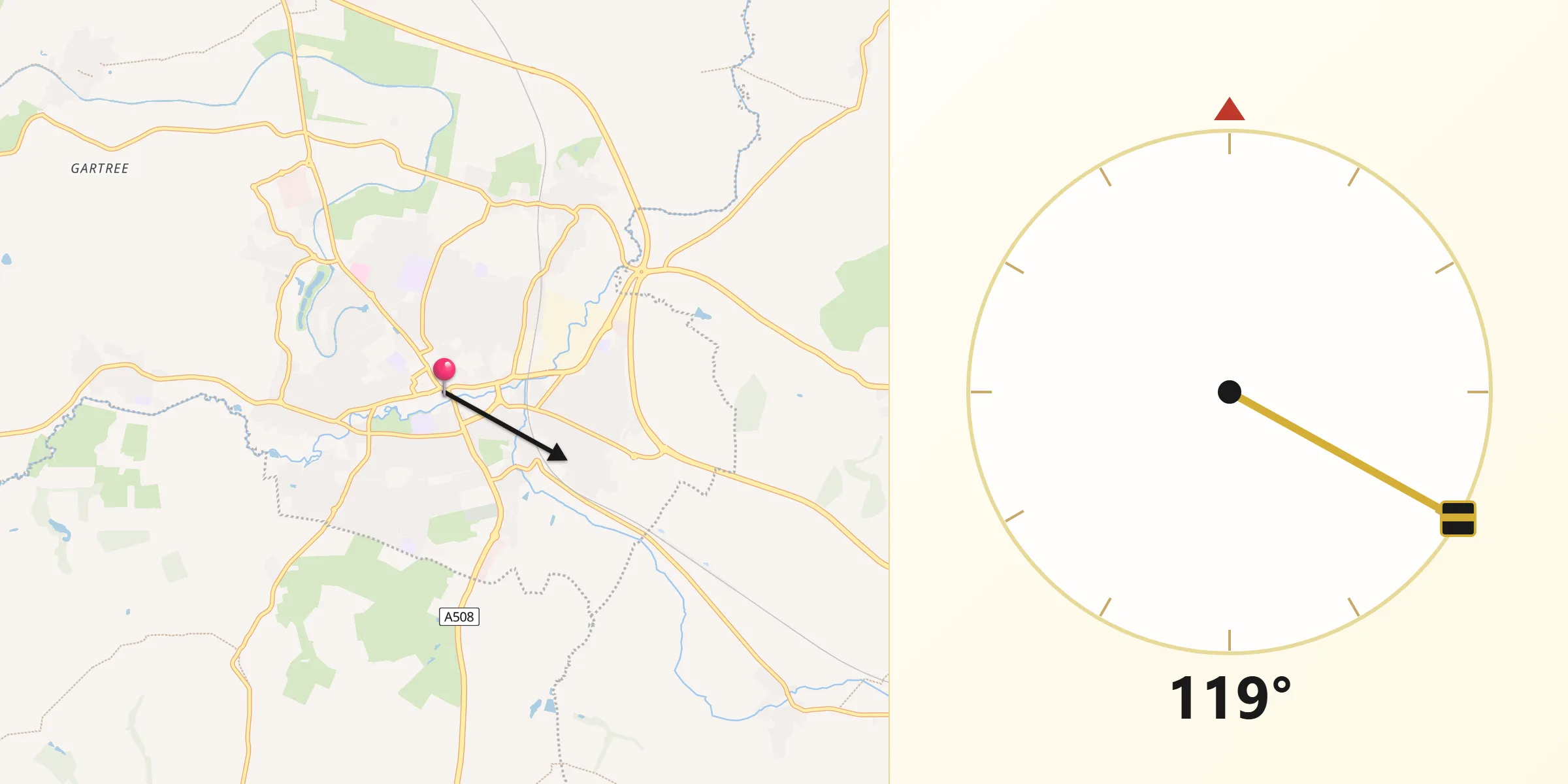 Qibla Direction from Market Harborough