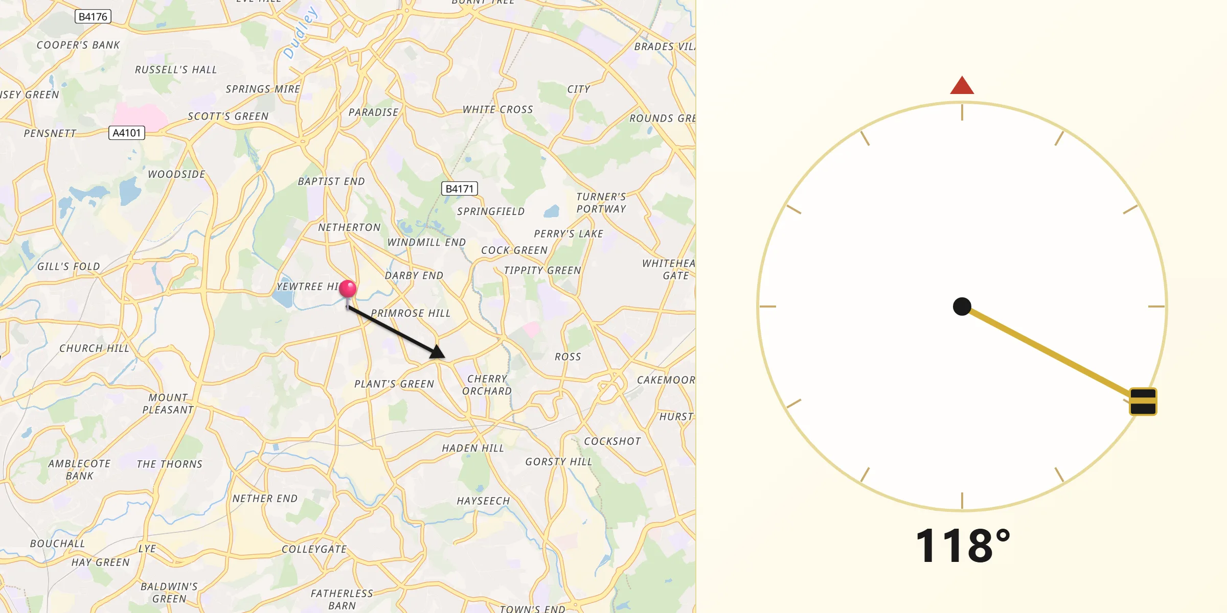 Qibla Direction from Netherton