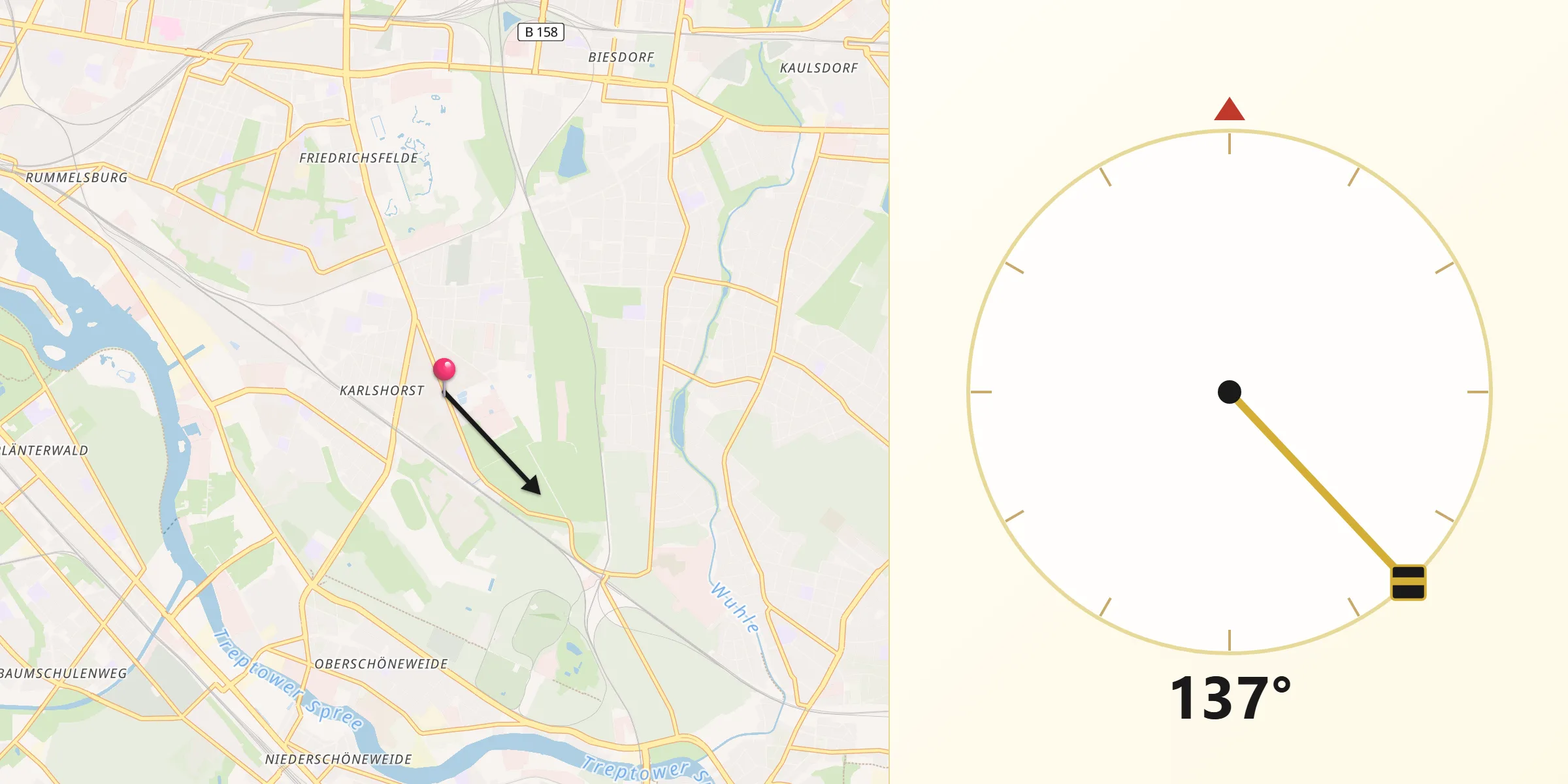 Qibla-Richtung von Karlshorst