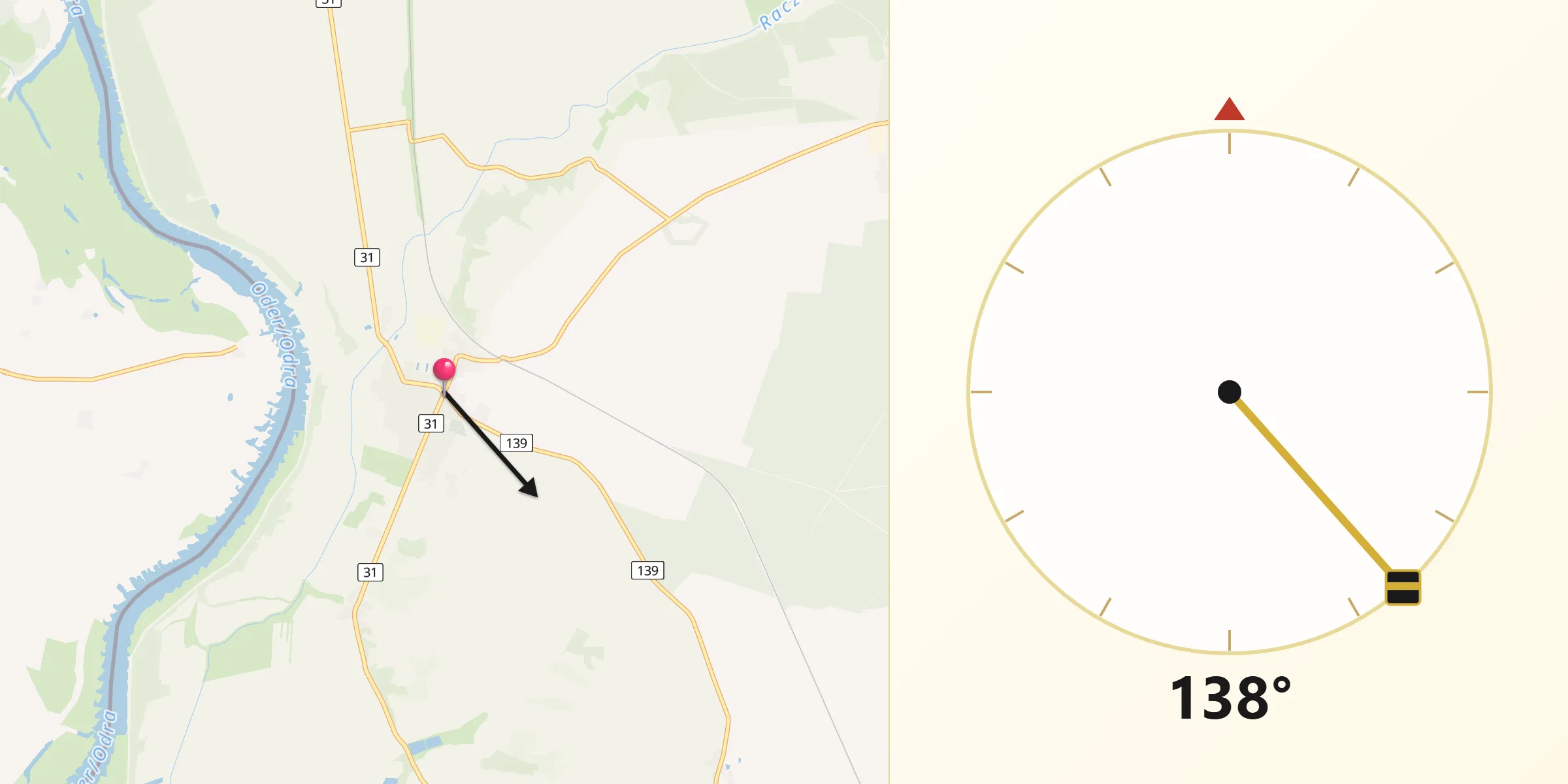 Kierunek Qibla z Górzyca