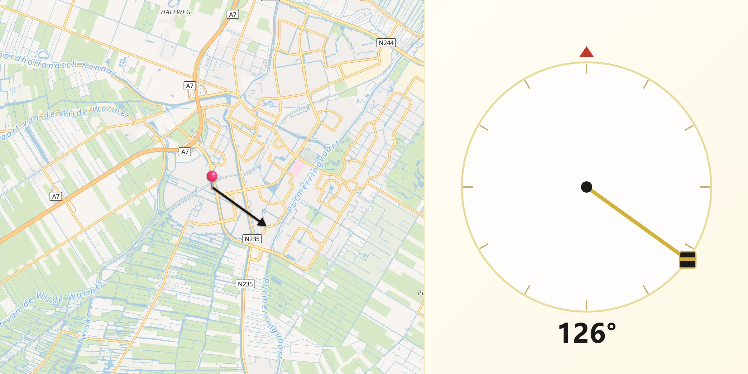 Qibla Richting vanaf Weidevenne