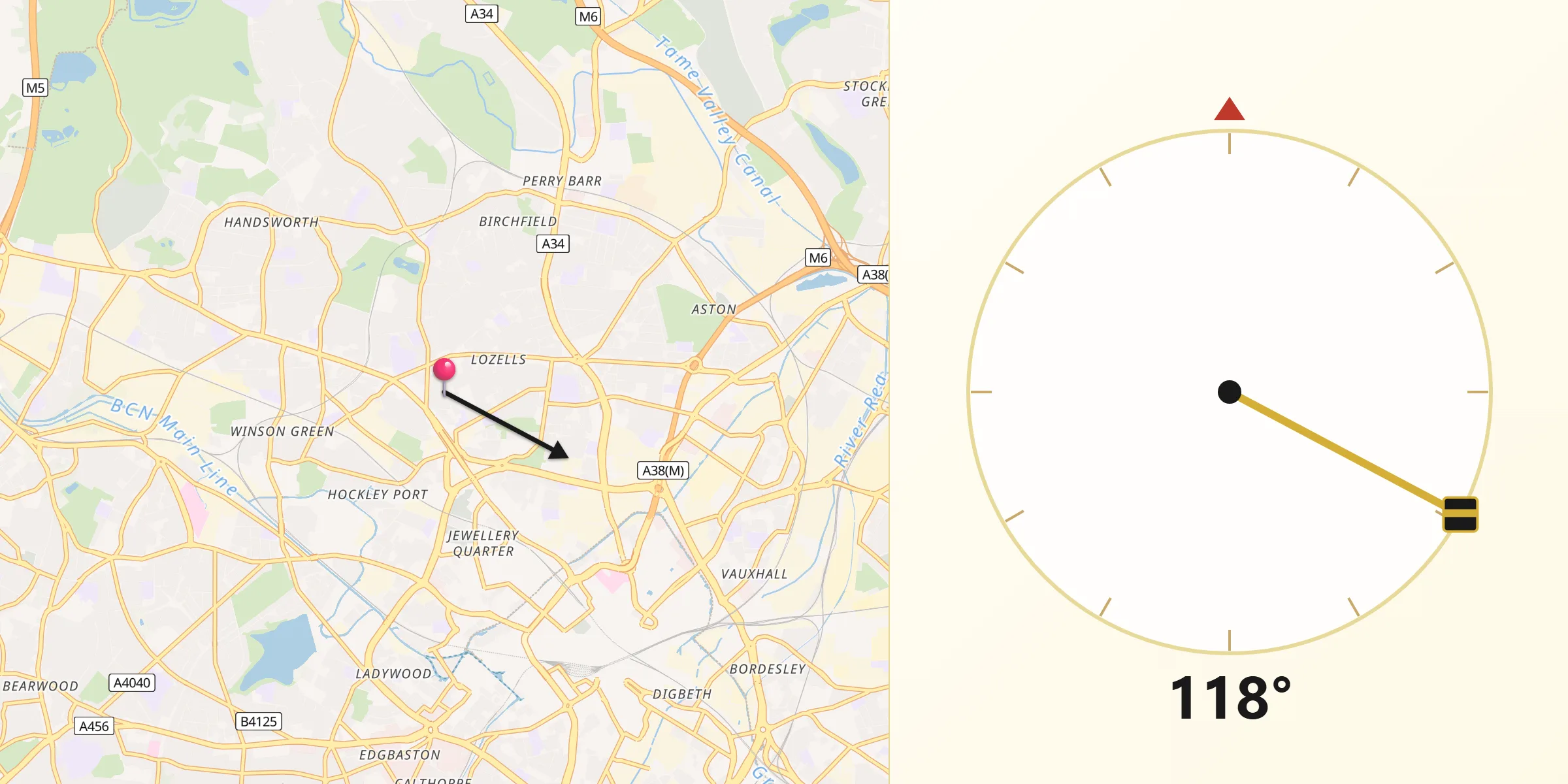 Qibla Direction from Hockley