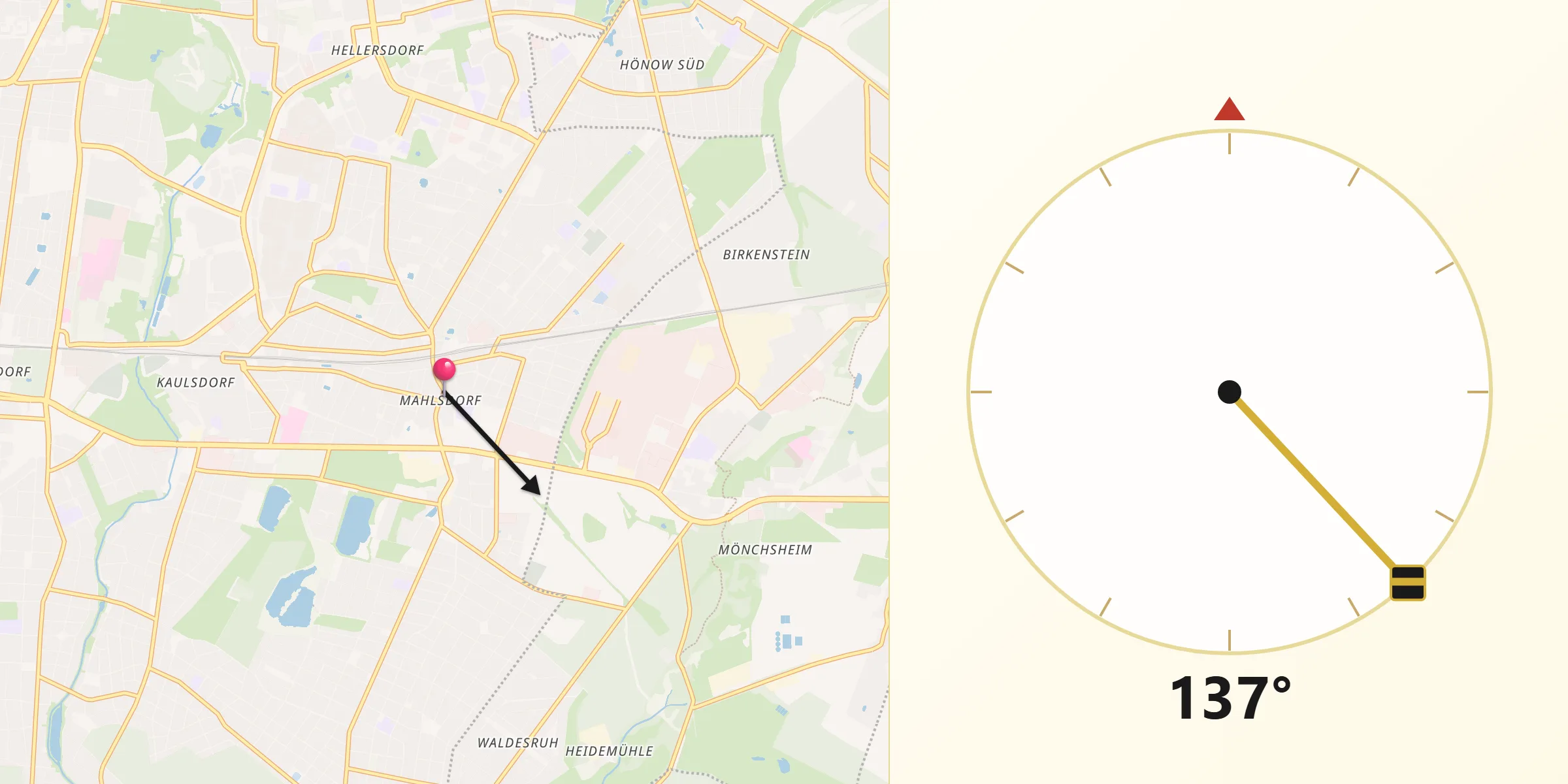 Qibla-Richtung von Mahlsdorf