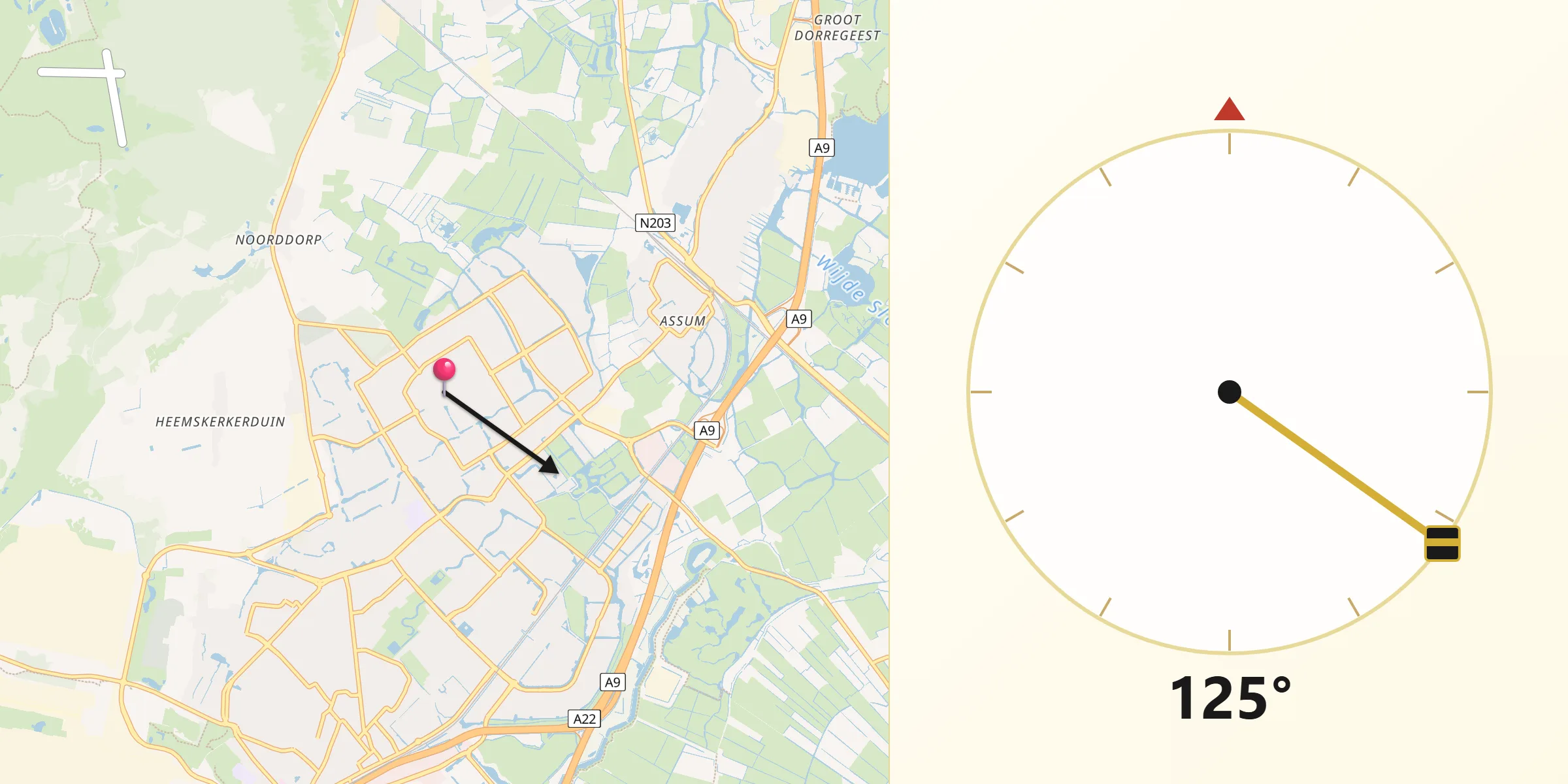 Qibla Richting vanaf Heemskerk