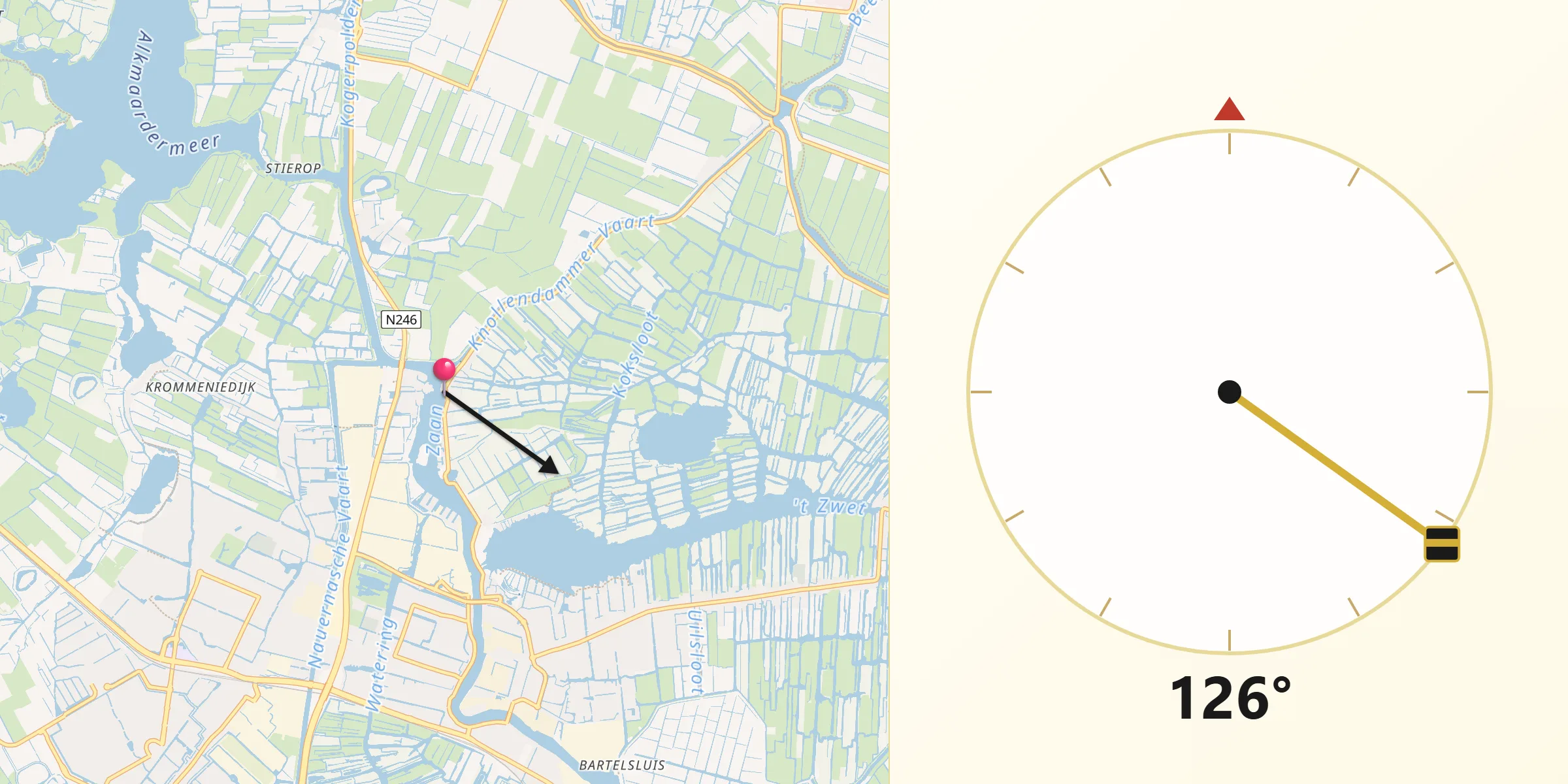 Qibla Richting vanaf Oostknollendam