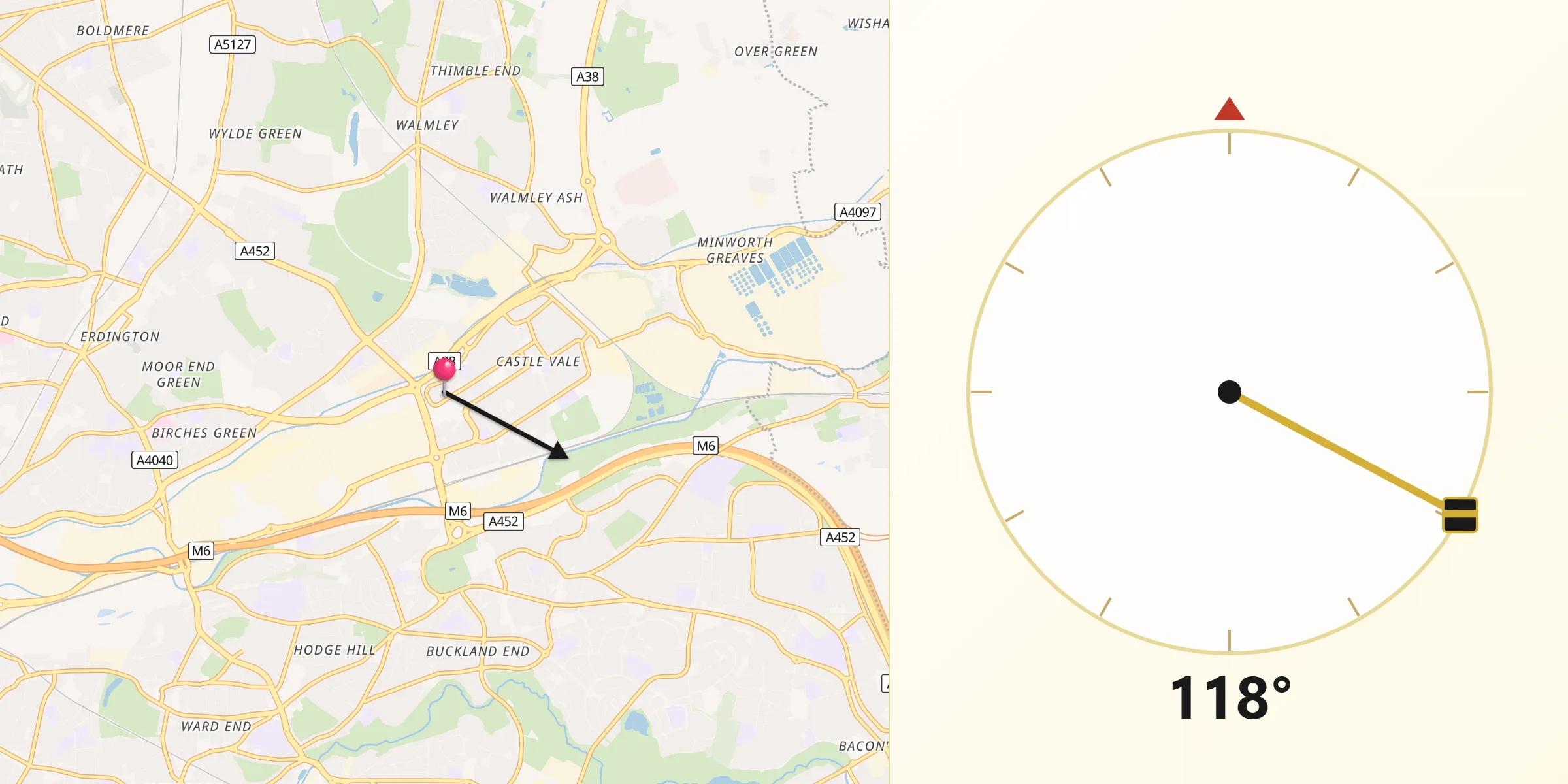 Qibla Direction from Castle Vale
