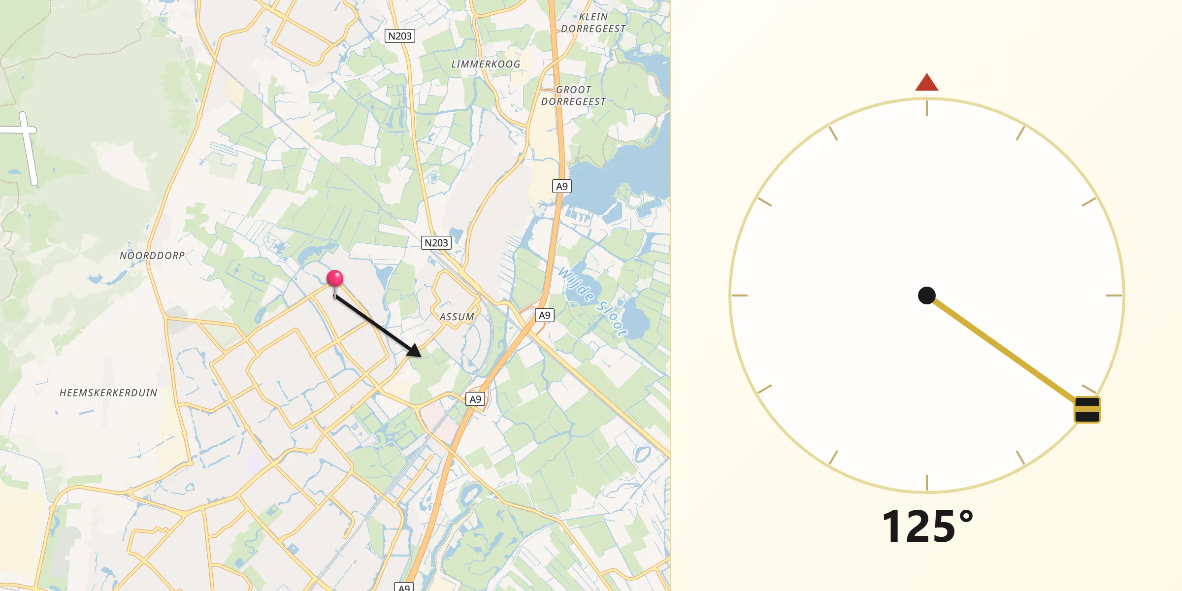 Qibla Richting vanaf De Maer