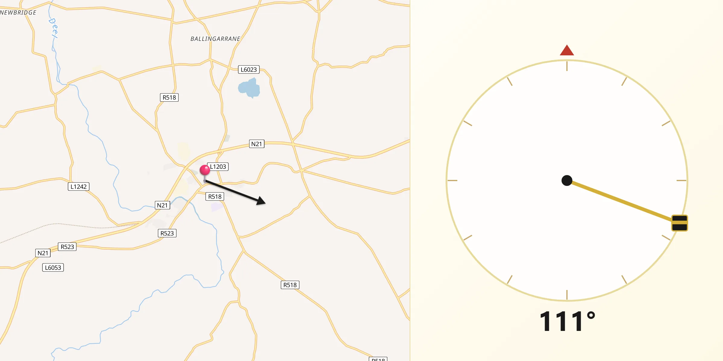Qibla Direction from Rathkeale