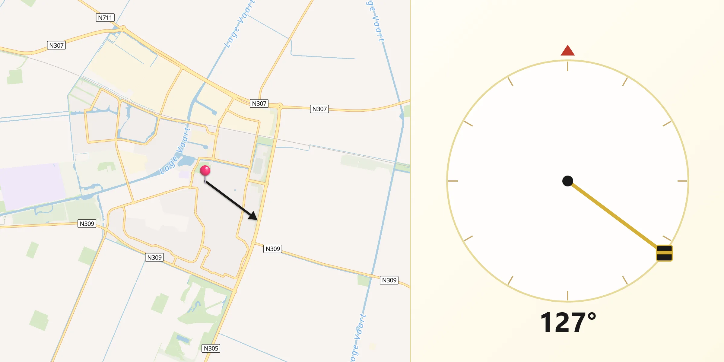 Qibla Richting vanaf Dronten