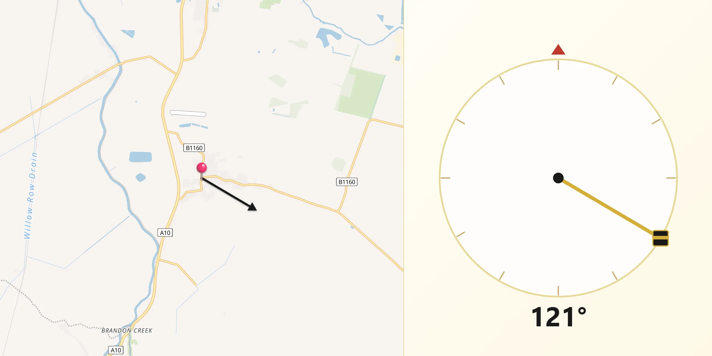 Qibla Direction from Southery