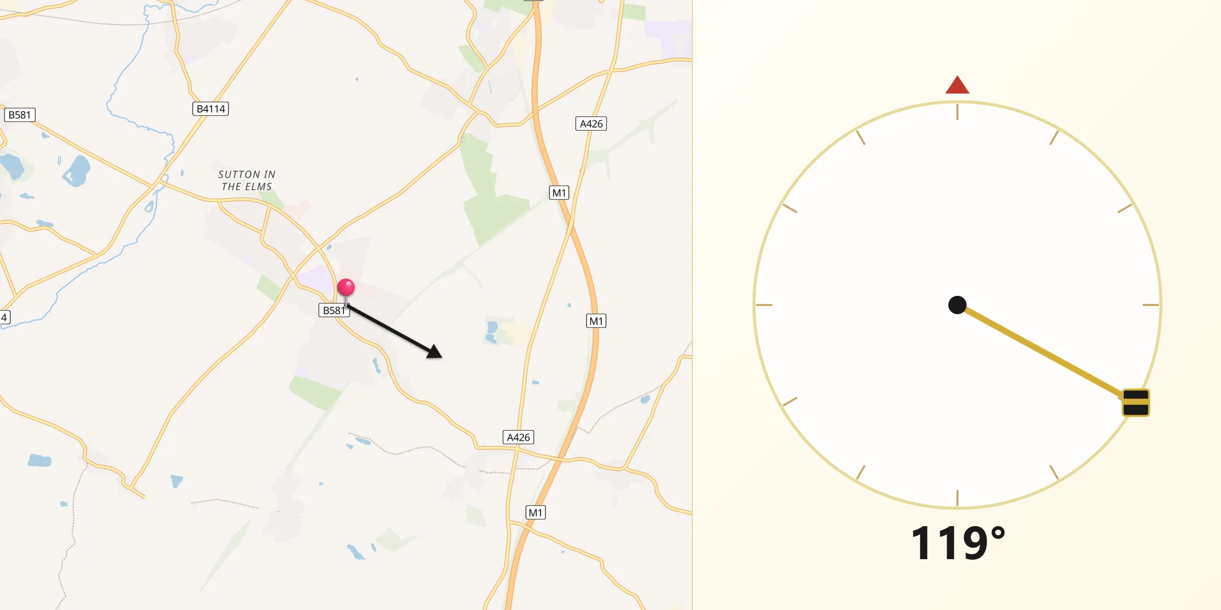 Qibla Direction from Broughton Astley