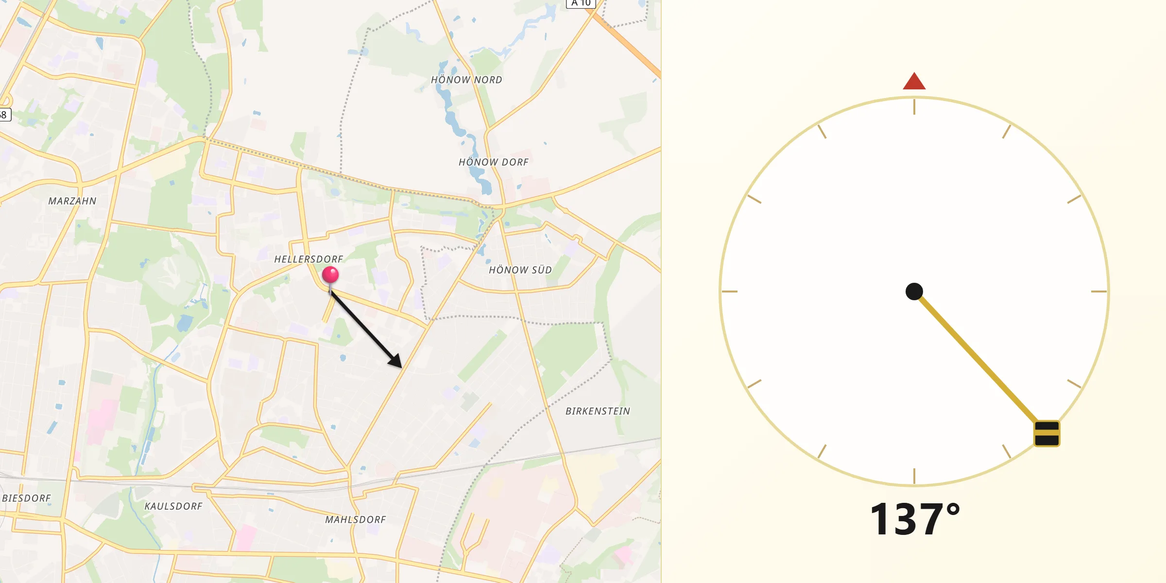 Qibla-Richtung von Hellersdorf