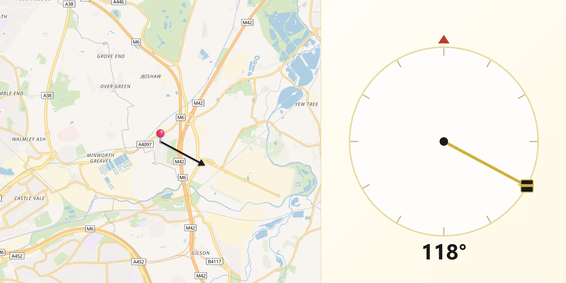 Qibla Direction from Curdworth