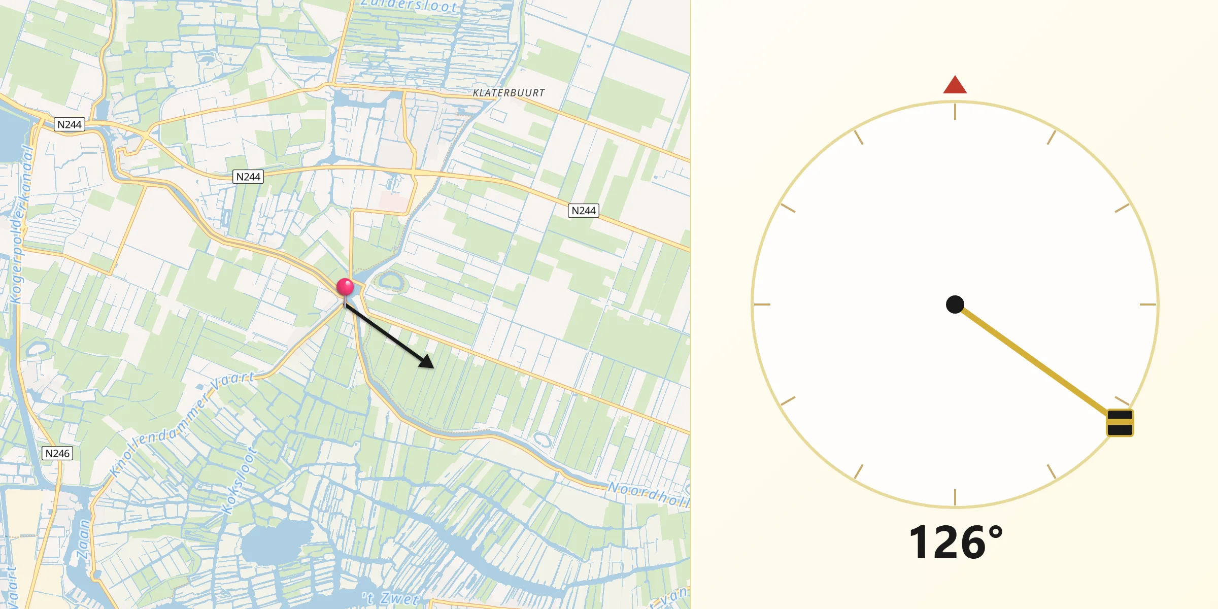Qibla Richting vanaf Spijkerboor