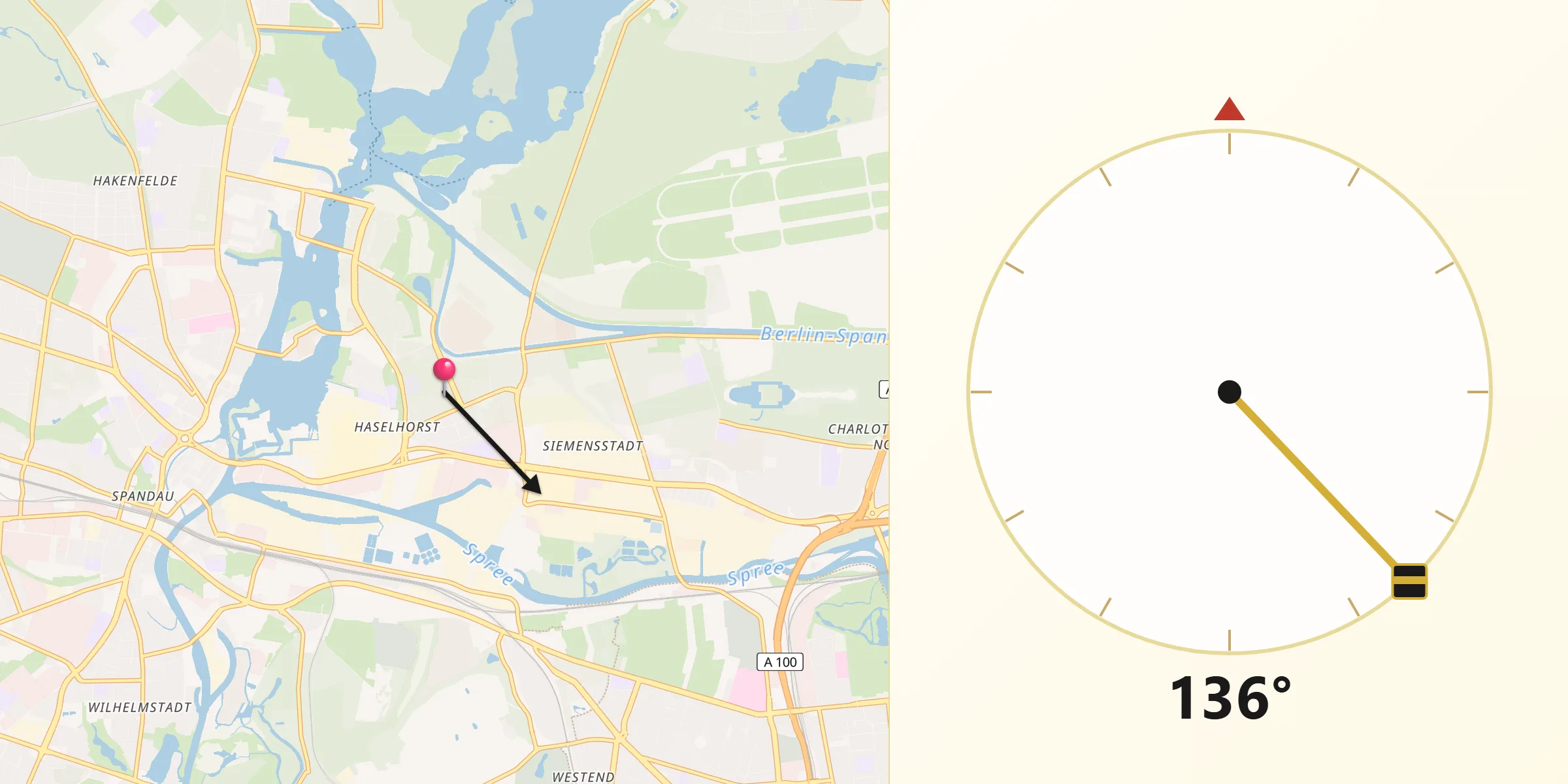 Qibla-Richtung von Berlin-Haselhorst