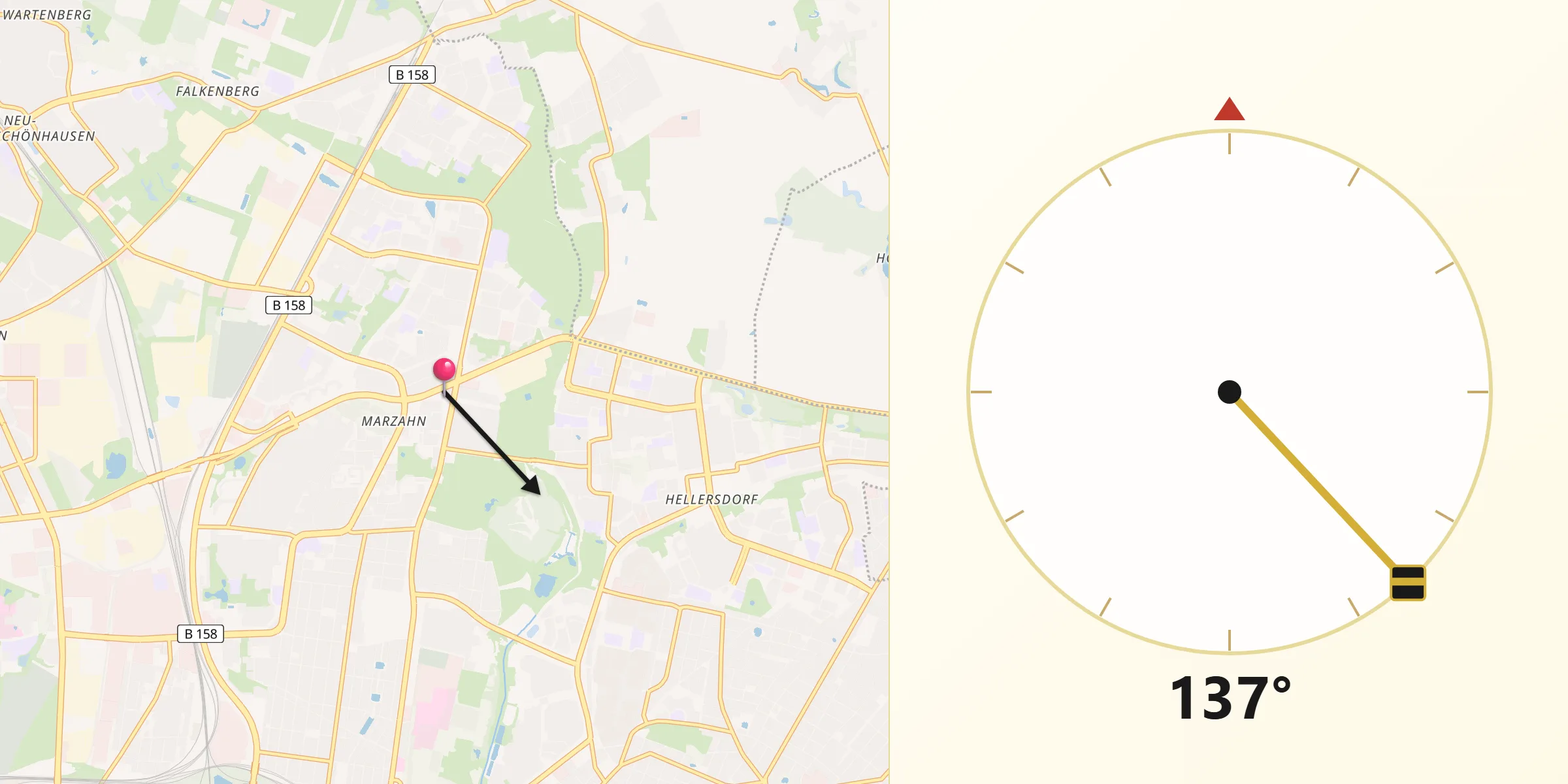 Qibla-Richtung von Marzahn
