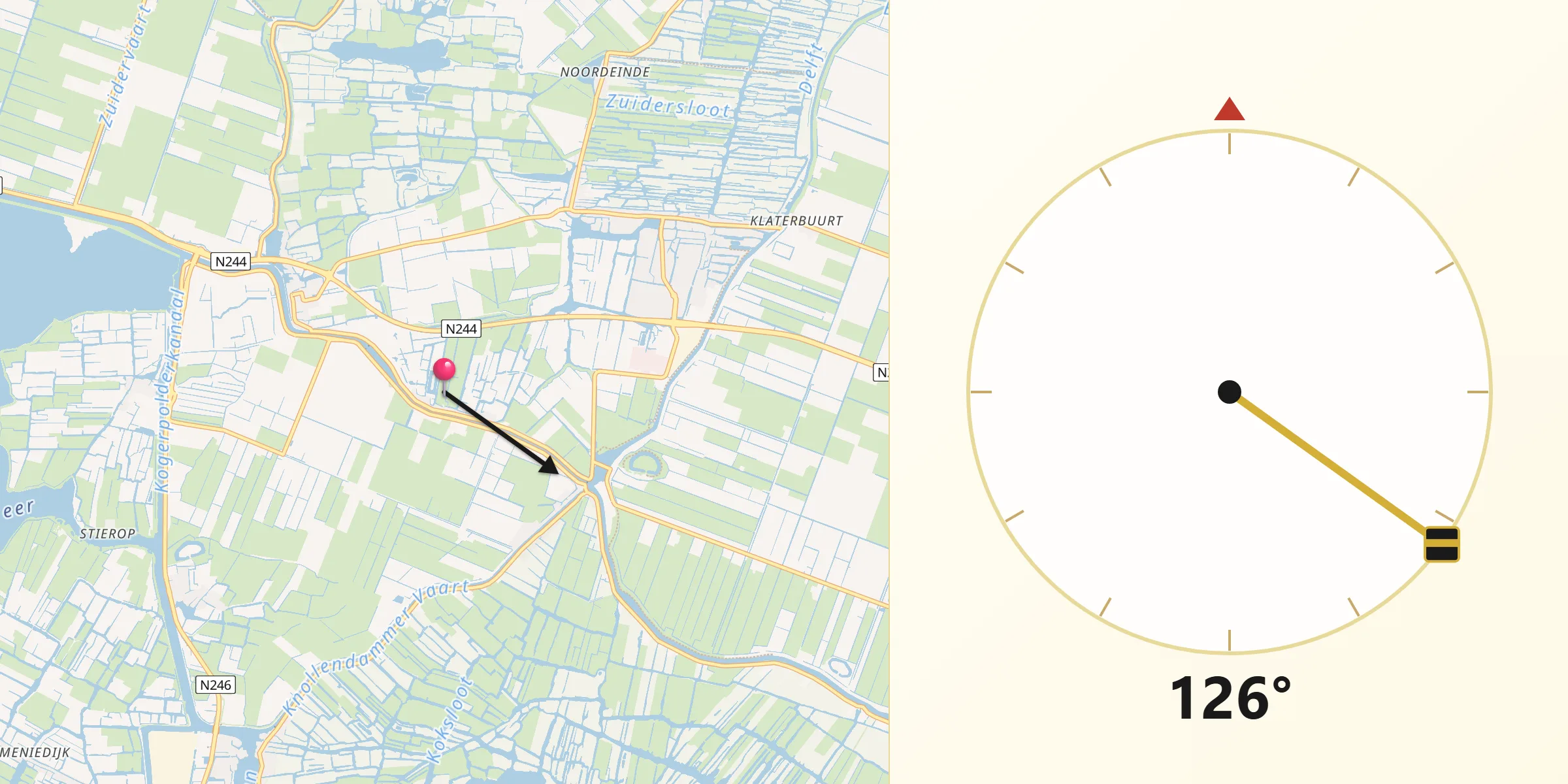 Qibla Richting vanaf Oost-Graftdijk
