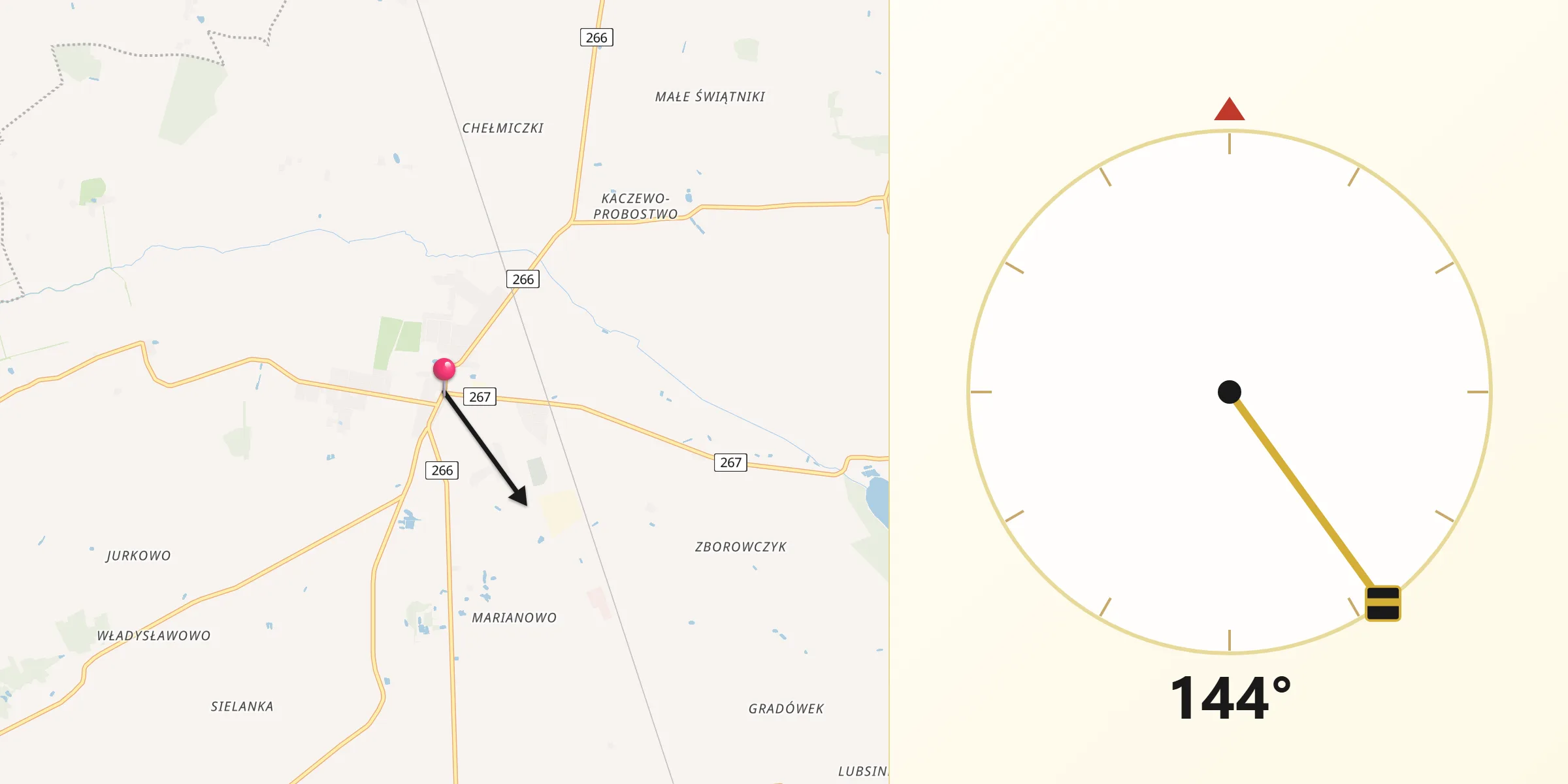 Kierunek Qibla z Piotrków Kujawski