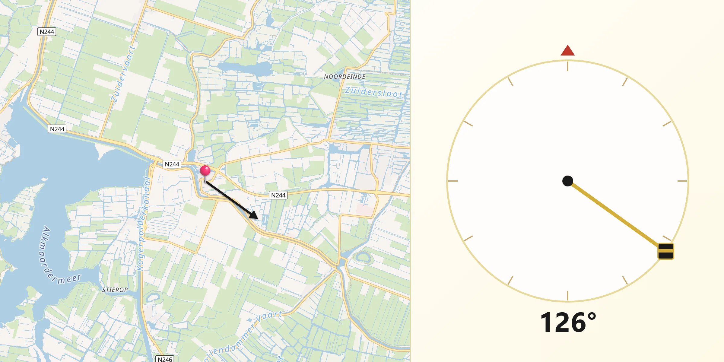Qibla Richting vanaf West-Graftdijk