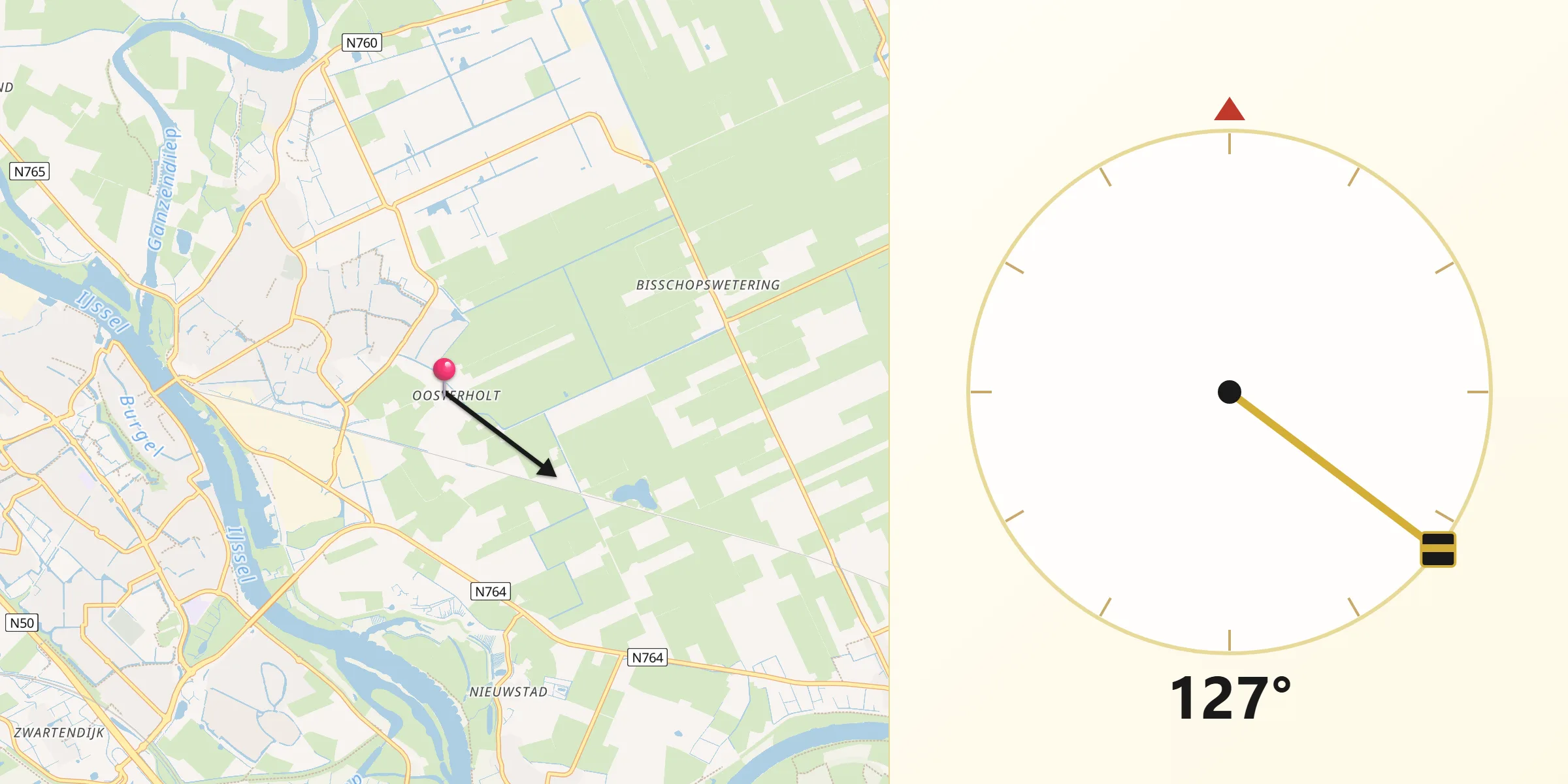 Qibla Richting vanaf Oosterholt