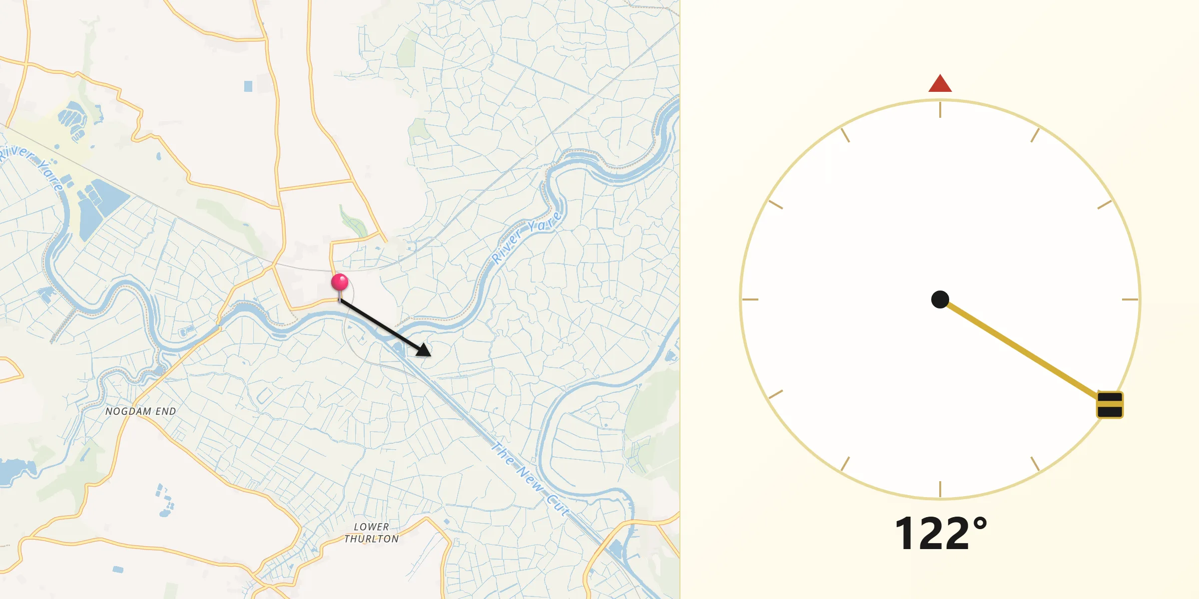 Qibla Direction from Reedham