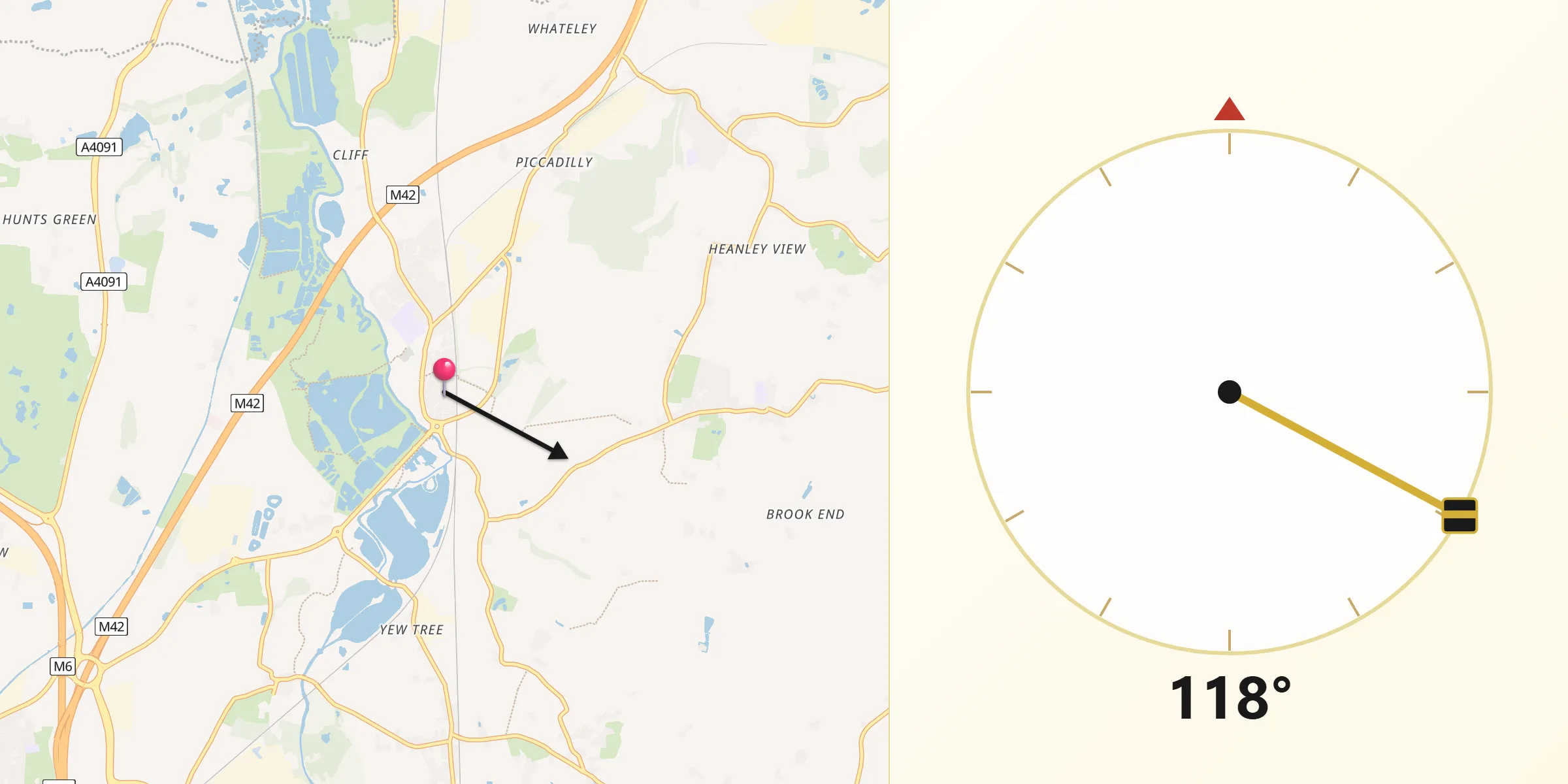 Qibla Direction from Kingsbury