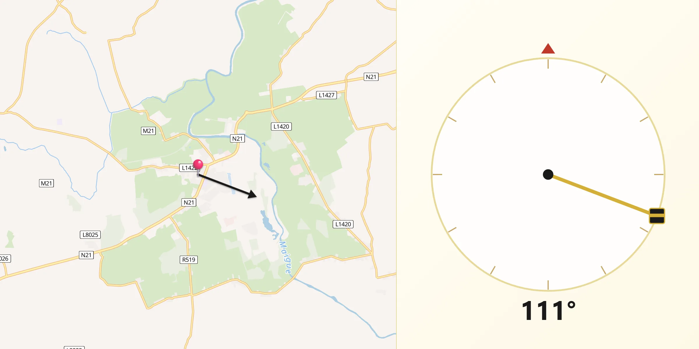 Qibla Direction from Adare