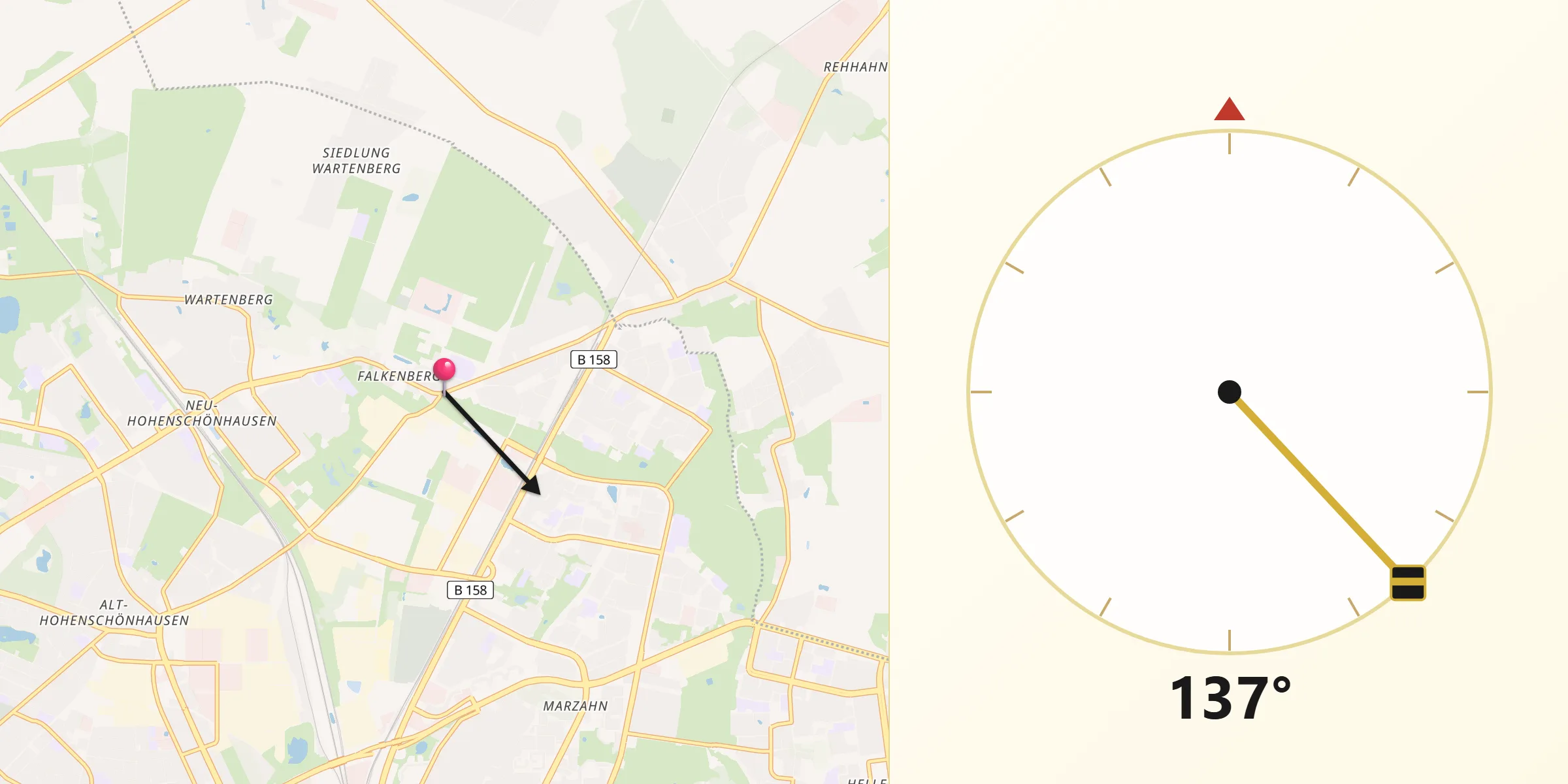 Qibla-Richtung von Falkenberg
