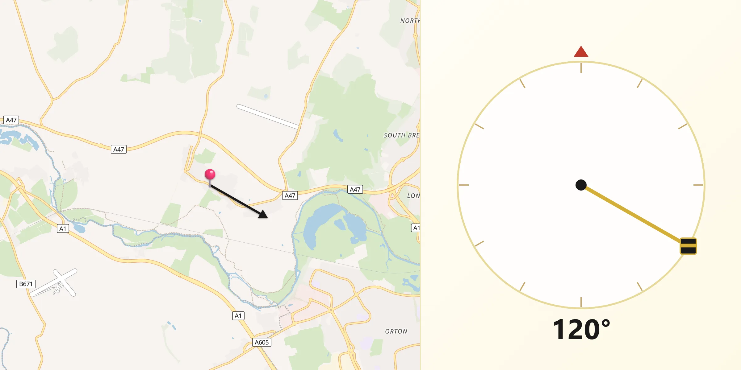 Qibla Direction from Castor