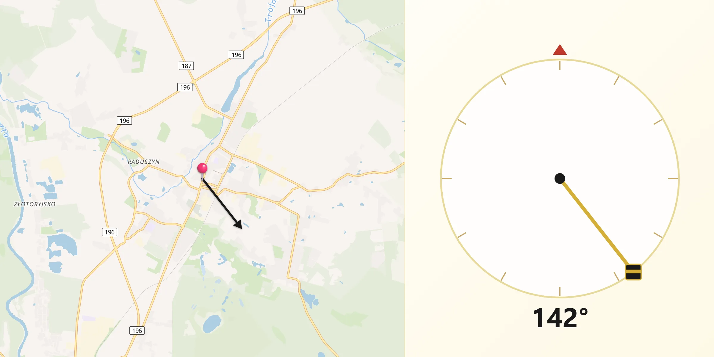 Kierunek Qibla z Murowana Goślina
