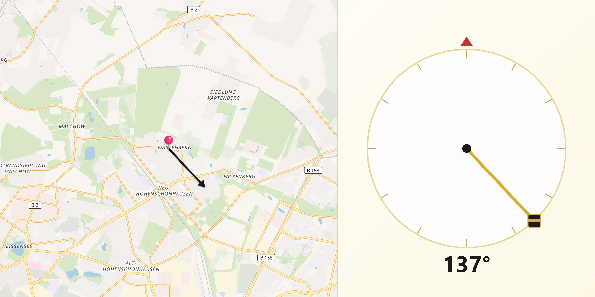 Qibla-Richtung von Wartenberg