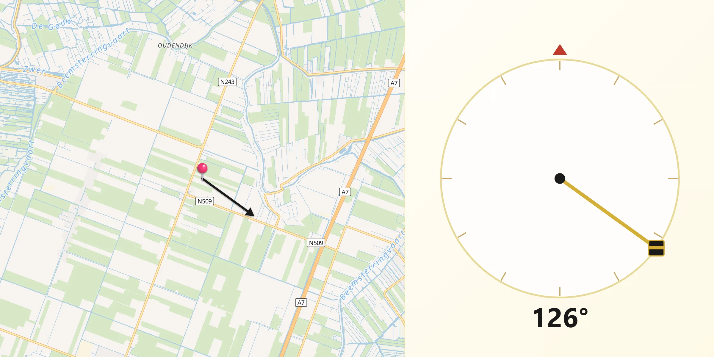 Qibla Richting vanaf Noordbeemster