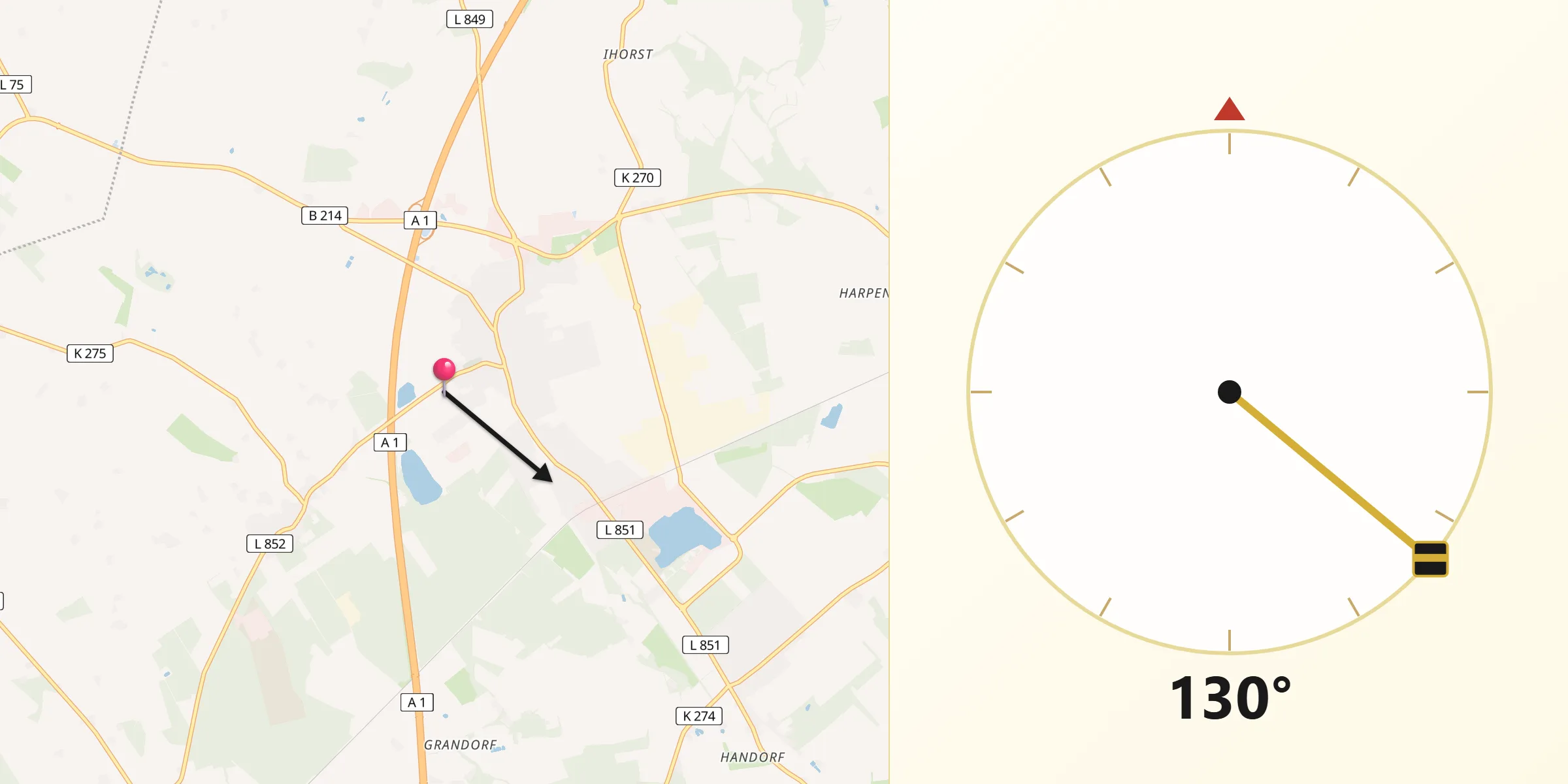 Qibla-Richtung von Holdorf
