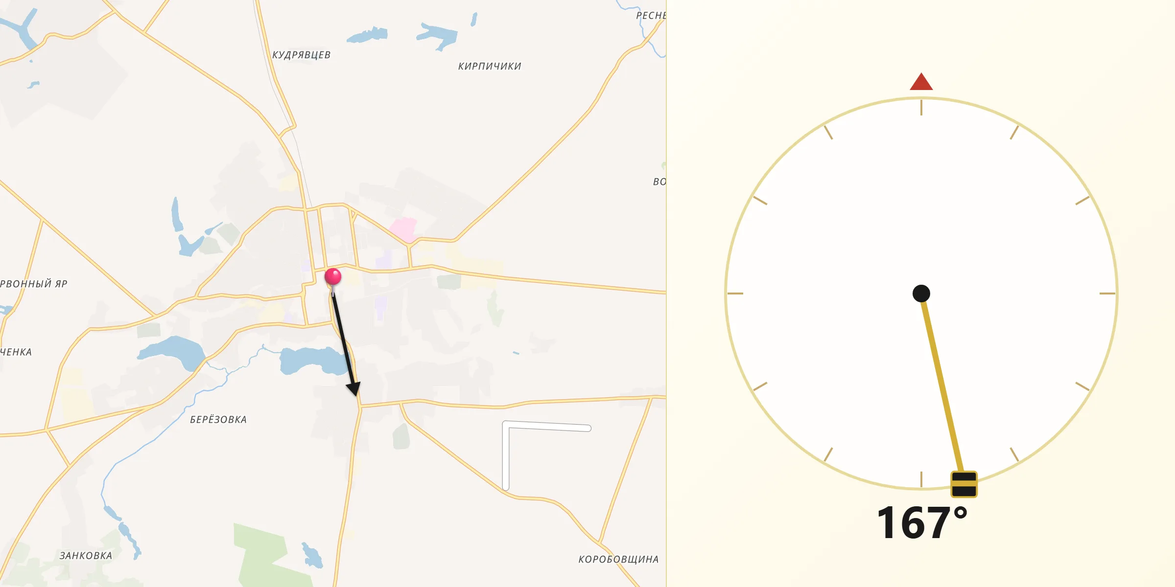 Направление Киблы из Стародуб