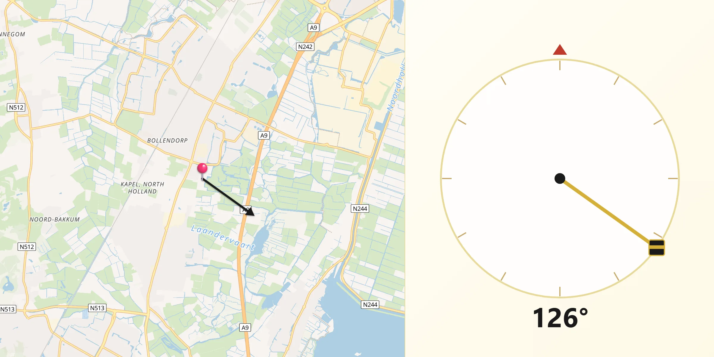Qibla Richting vanaf Oosterzij