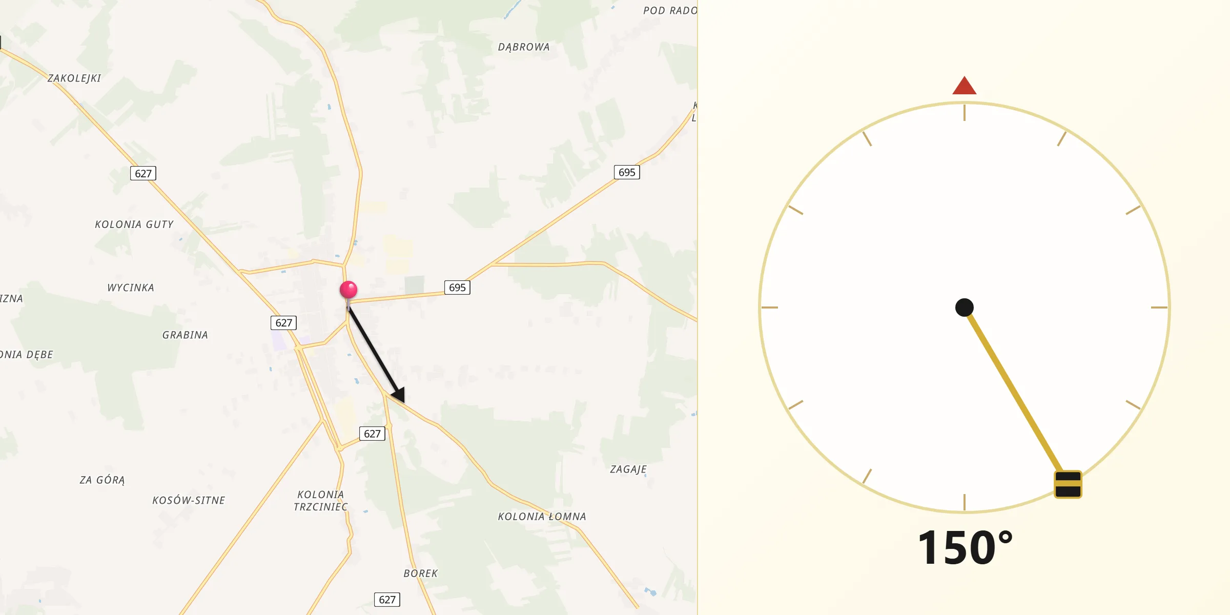 Kierunek Qibla z Kosów Lacki