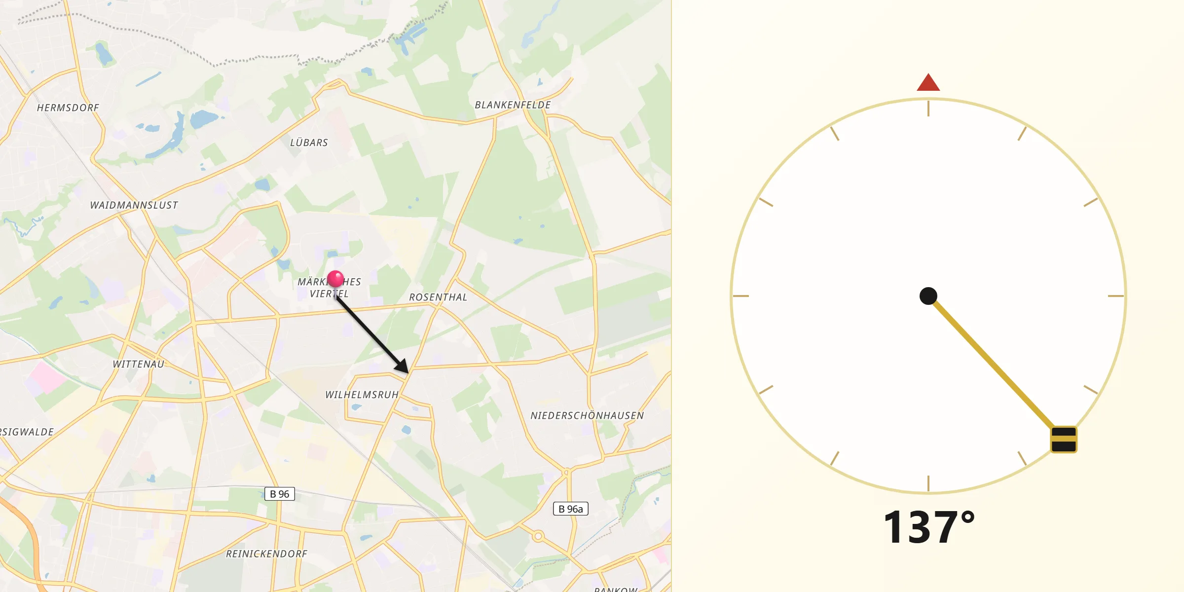 Qibla-Richtung von Berlin-Märkisches Viertel