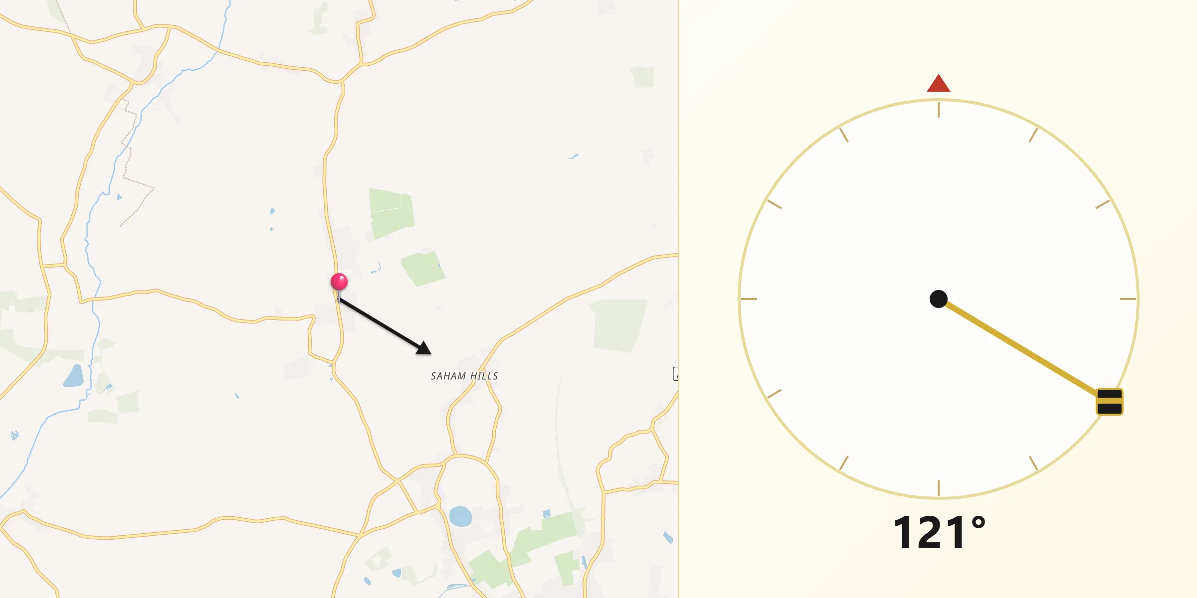 Qibla Direction from Ashill