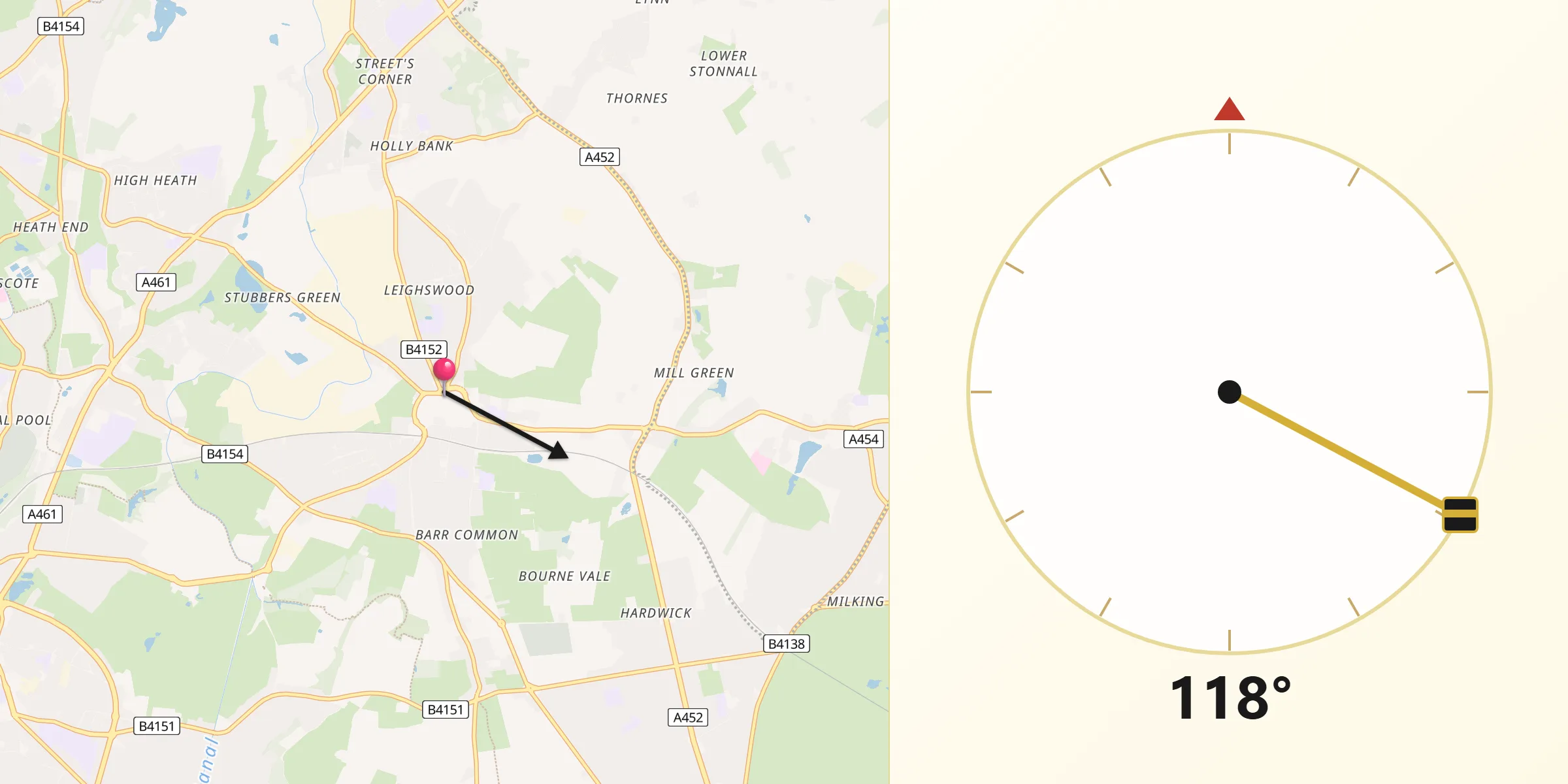 Qibla Direction from Aldridge